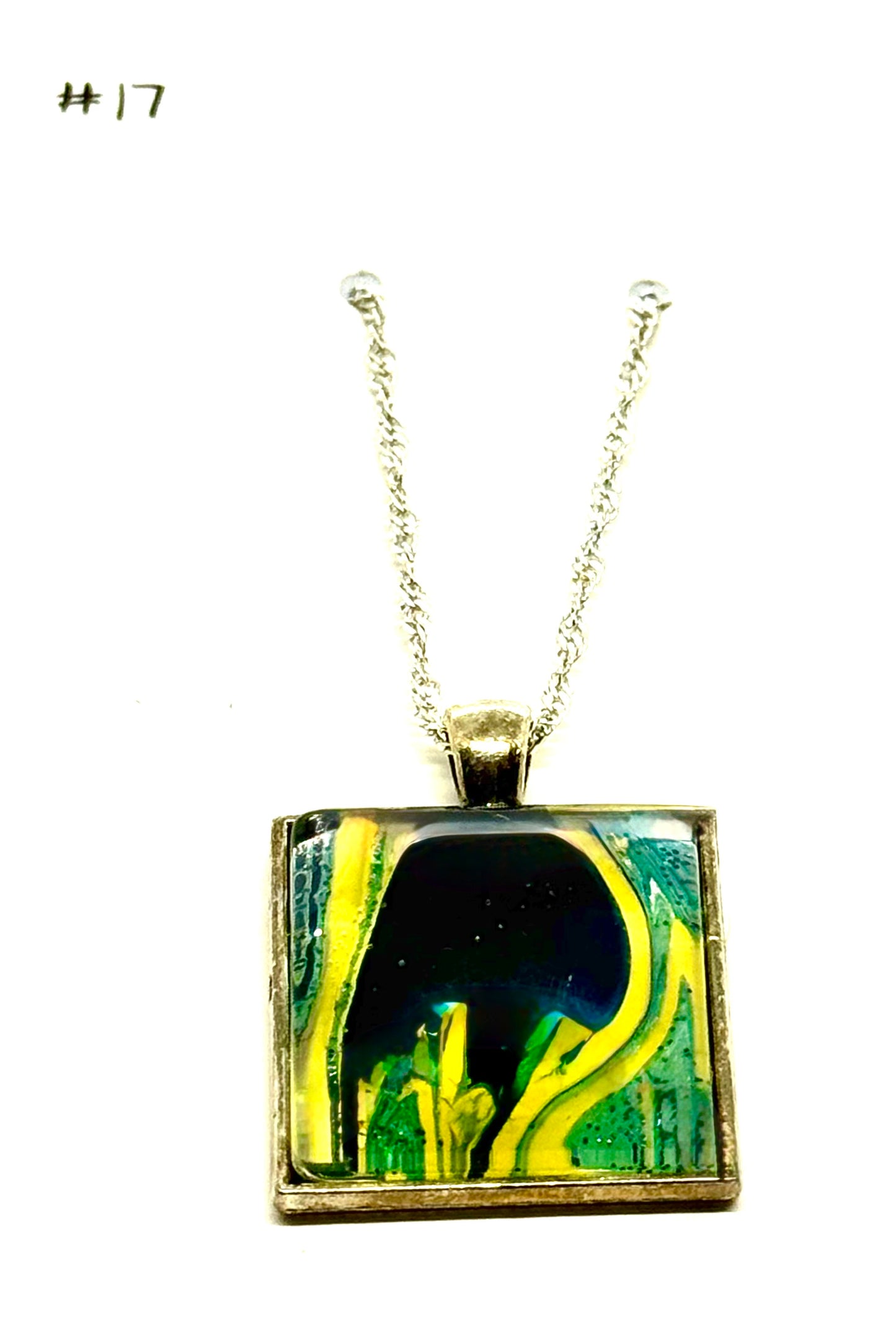 #17 Electric Melt Square Pendant Necklace – FDSS Original Resin Art Jewelry