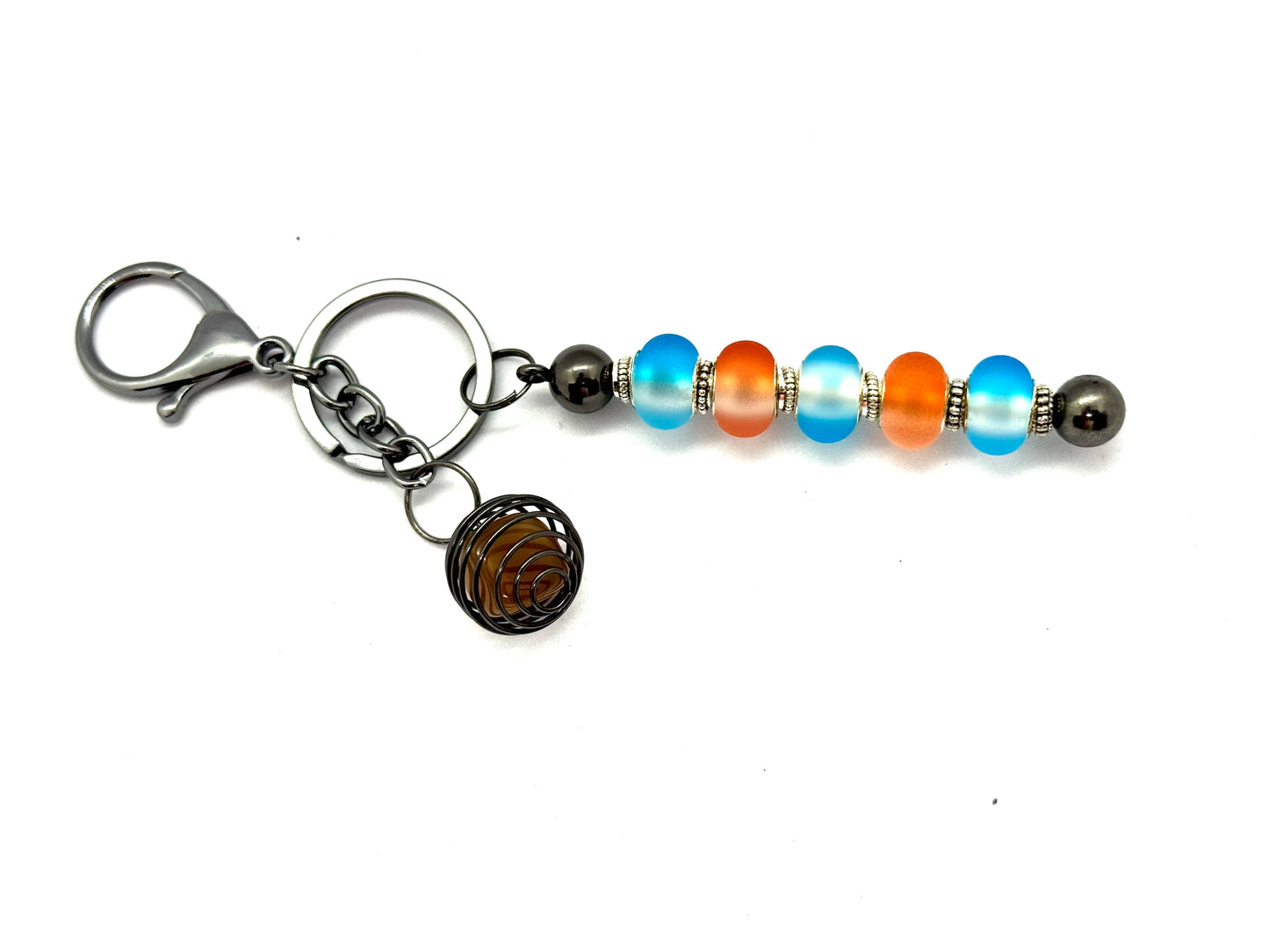 FDSS “Beach Vibes, Zero Responsibilities” Handmade Beaded Keychain with Crystal Cage Charm