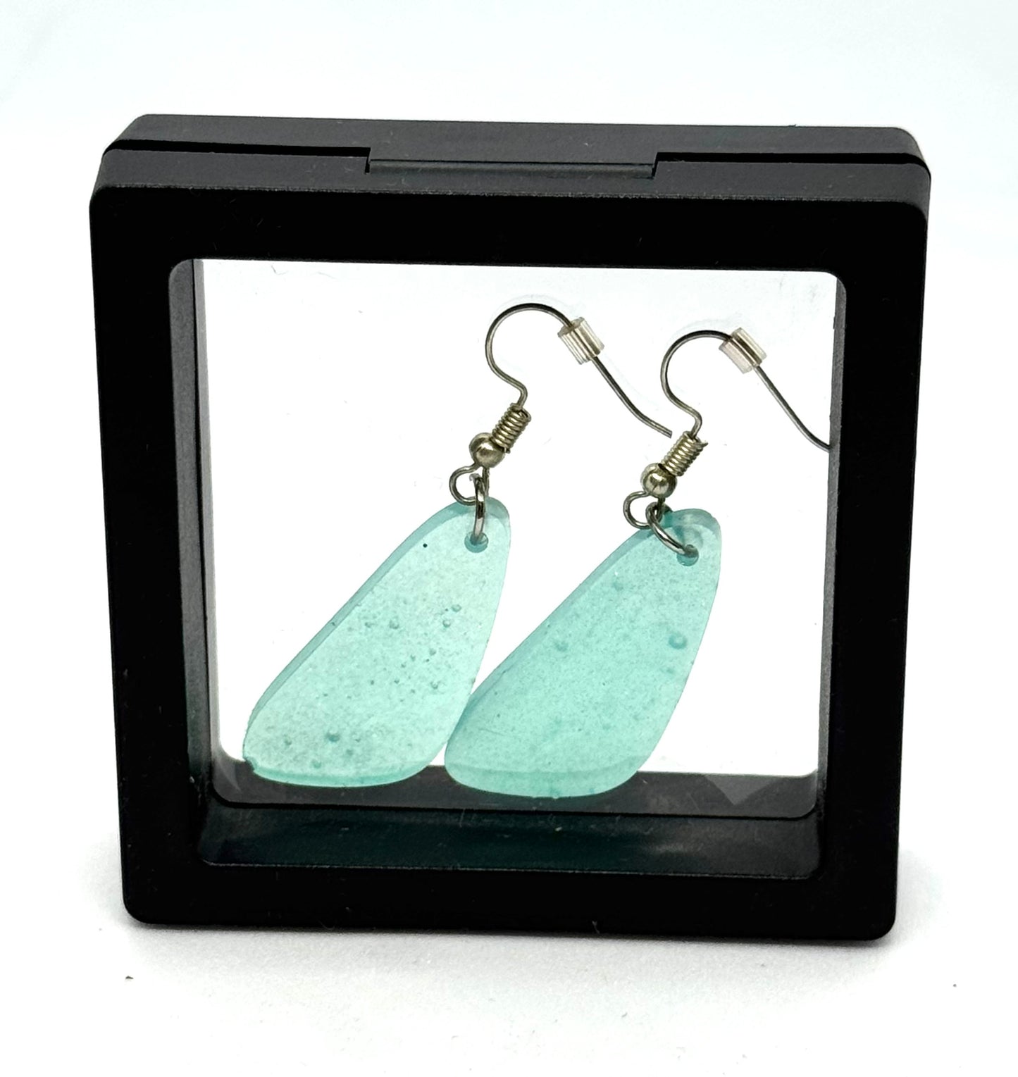 #45 Calm Before the Shitshow Earrings – Handmade Aqua Epoxy Resin Dangle Earrings