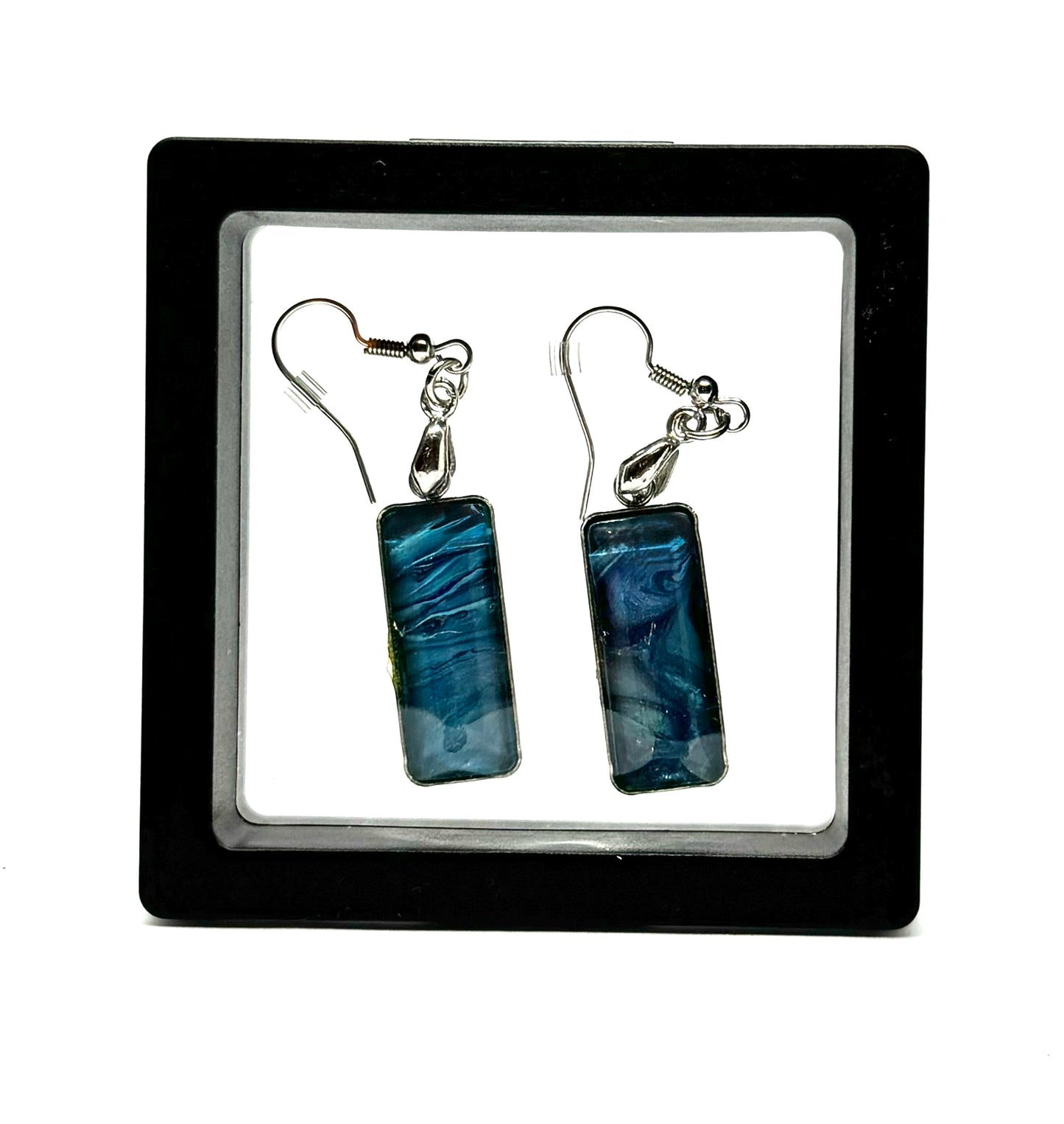 #4 Midnight Tide Rectangle Earrings – FDSS Ocean Swirl Dangles