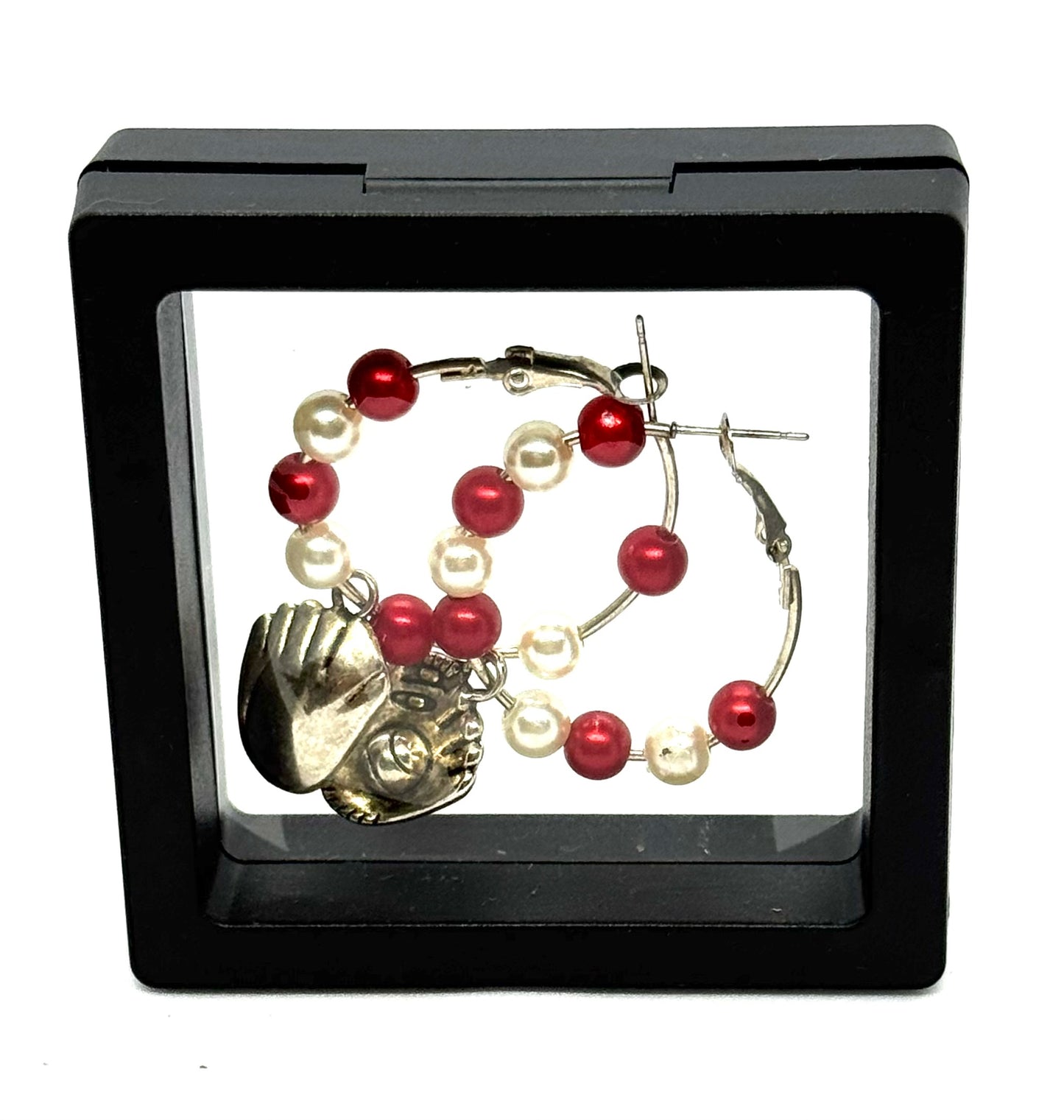 #46 Game Day Chaos Hoop Earrings – Baseball Glove Charm Beaded Hoops