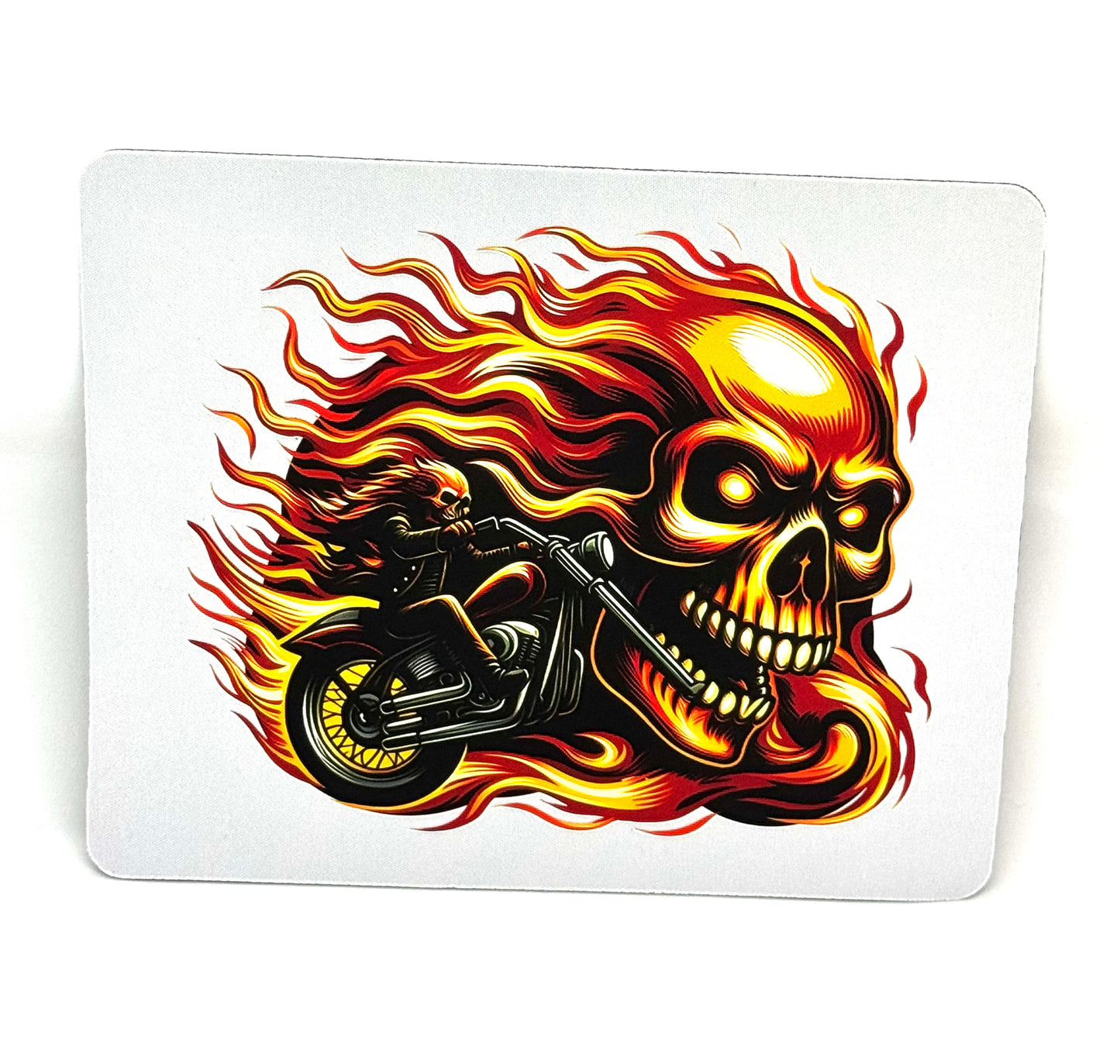 “Commitment Issues” Flaming Skull Mouse Pad – Chaos Rider Edition | Gothic Desk Aesthetic | FDSS