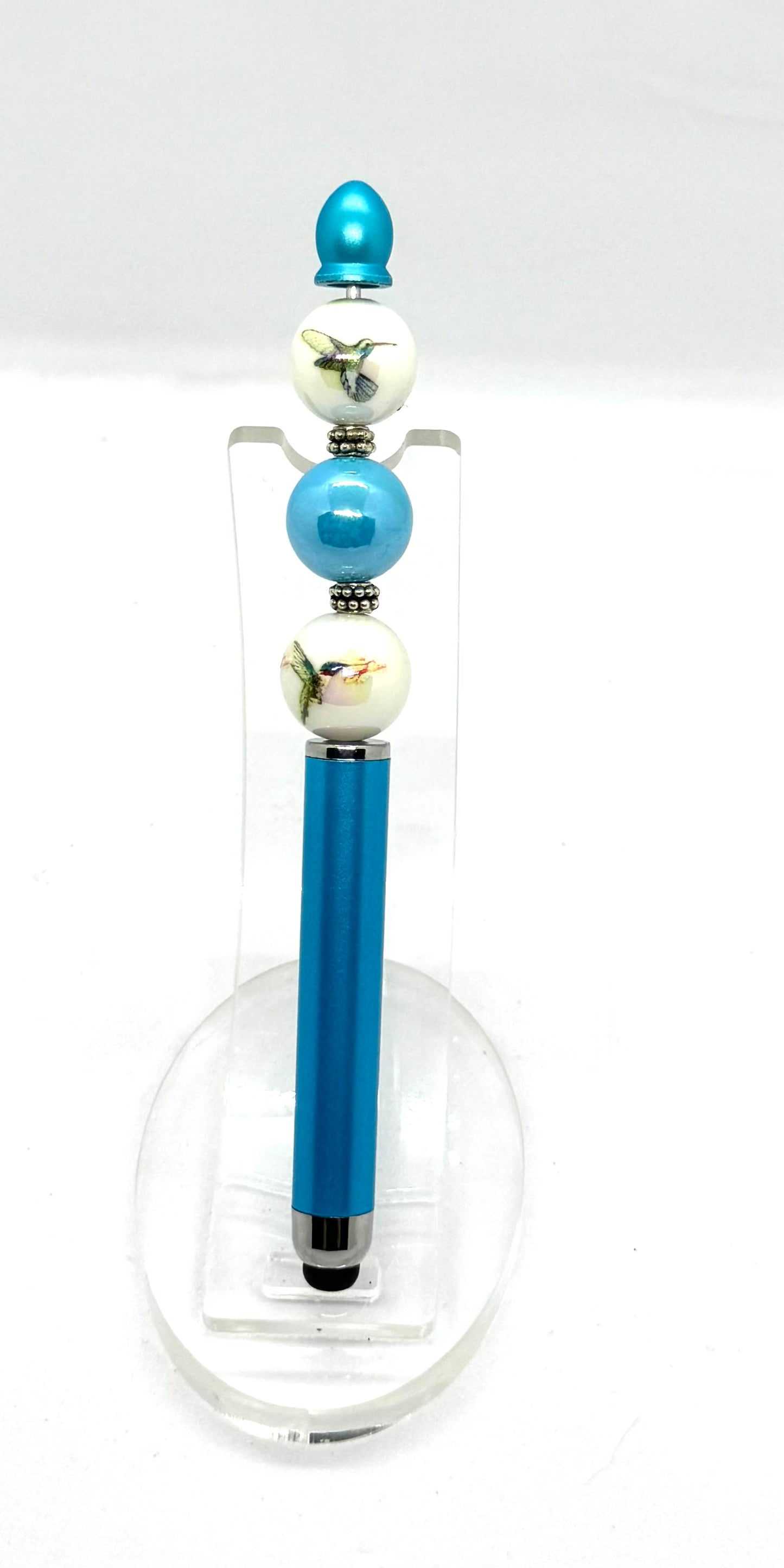 Fueled by Coffee & Hummingbird Energy | Handmade Hummingbird Beaded Stylus Pen