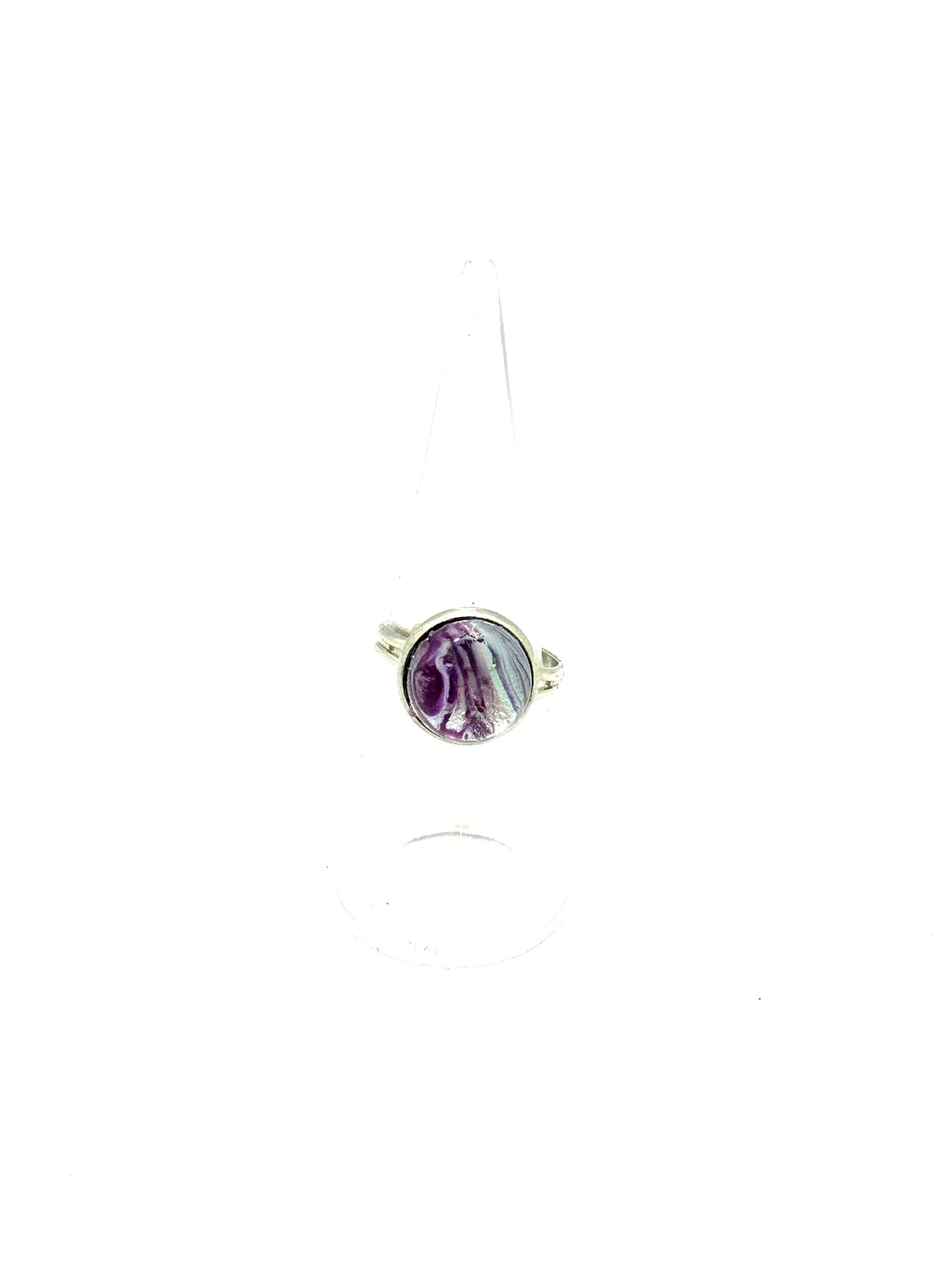 #1 Stormy Amethyst Chaos Glass Dome Ring – Purple Swirl Statement Ring
