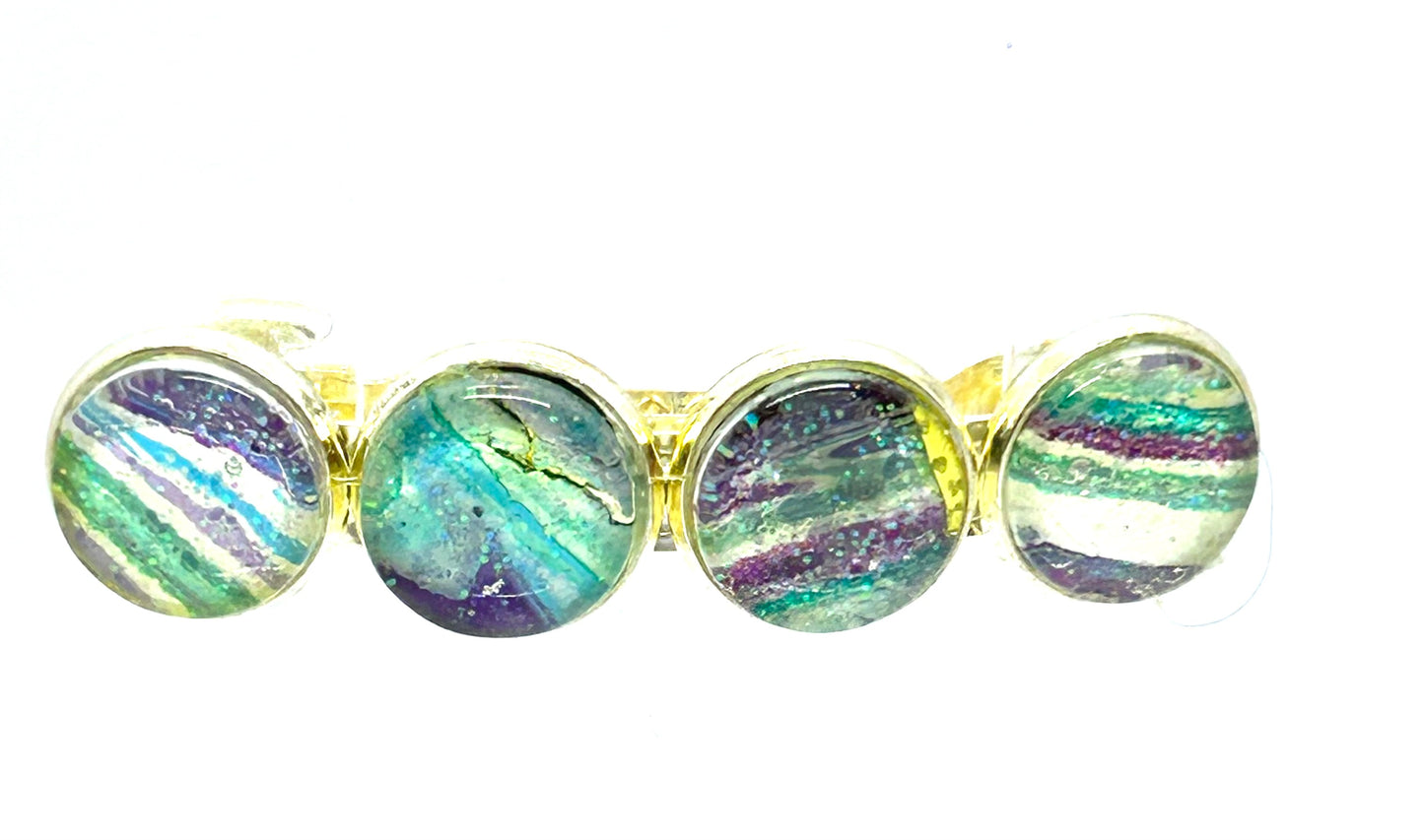 #1 Paint Pour Glass Dome Hair Barrette