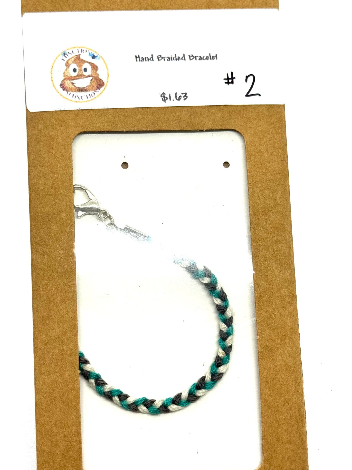 #2 Hand Braided Bracelet | Handmade Minimalist Cord Bracelet | Teal White Gray Boho Bracelet | Adjustable Everyday Stack Bracelet | One-of-a-Kind FDSS Jewelry