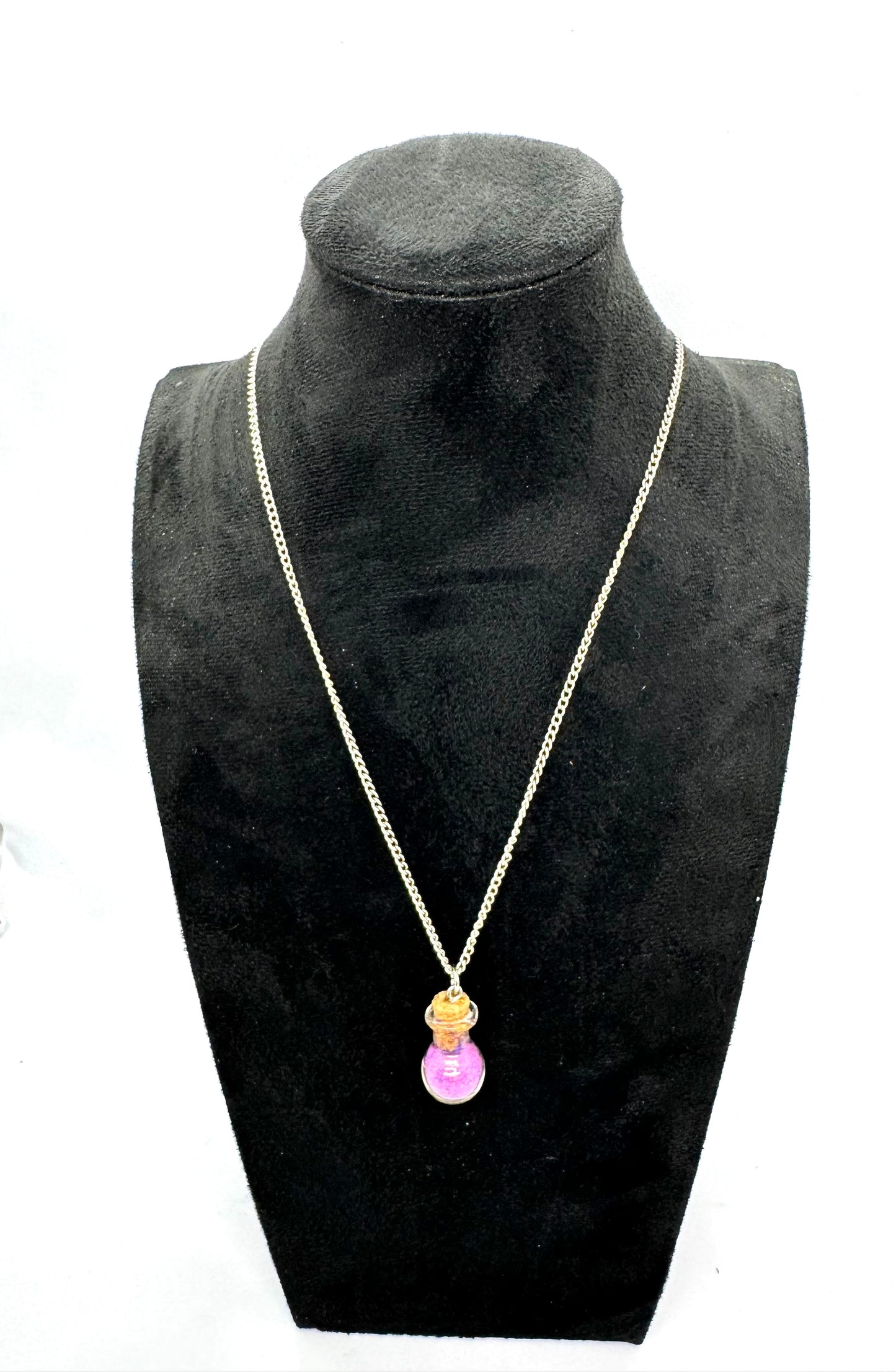 #1G “Emotionally Unstable Potion Bottle Necklace – Pink Chaos in a Jar”