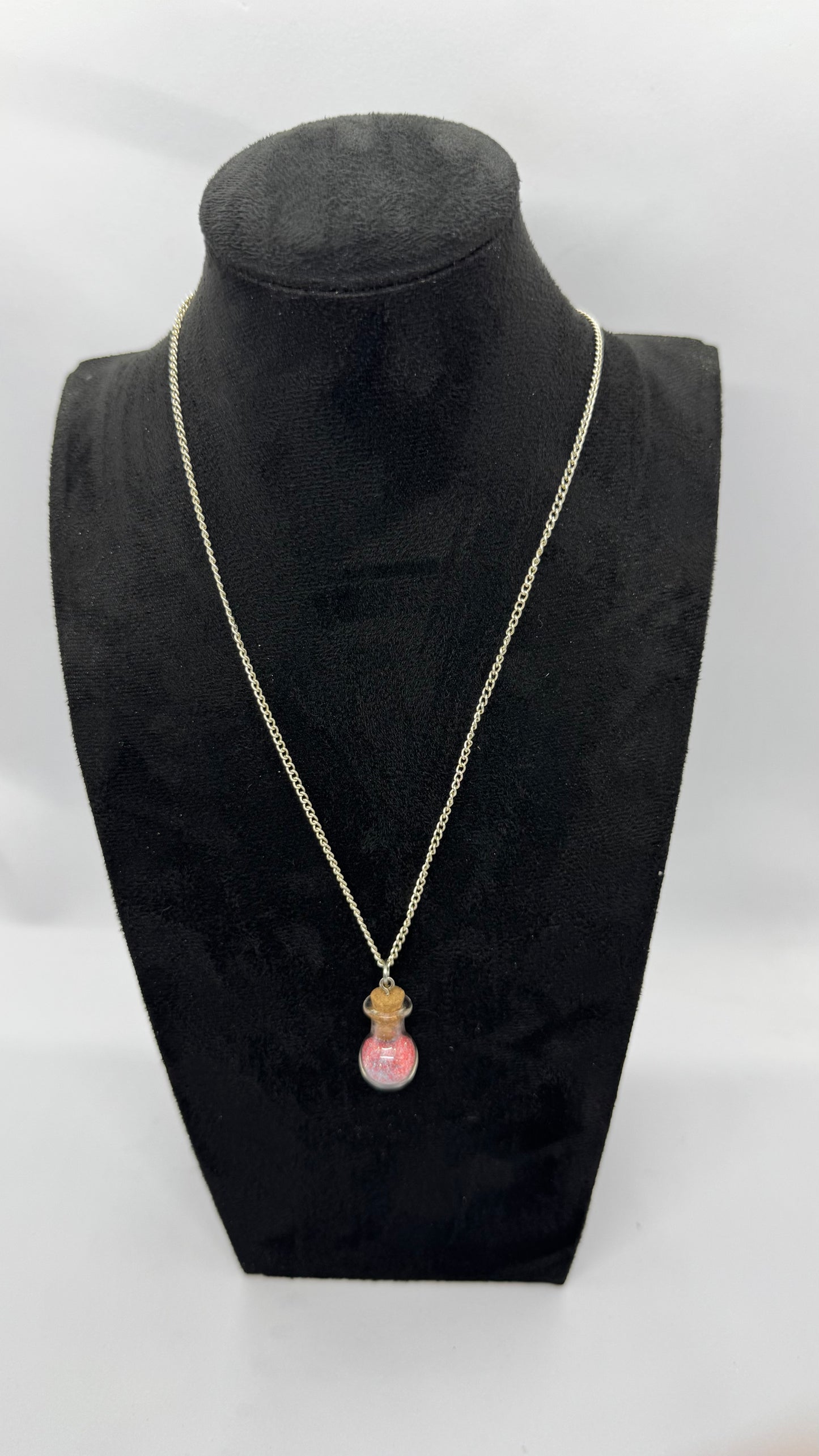 #8G “Strawberry Static Potion Bottle Necklace – Sweet, Cute, Slightly Unstable”