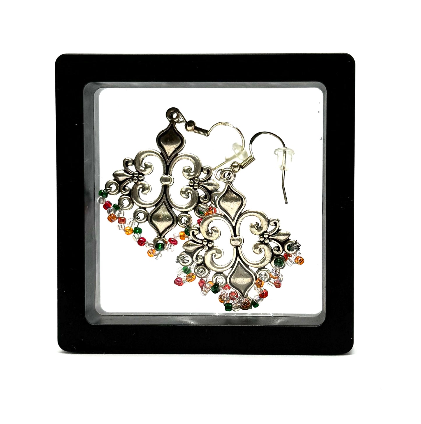 #1 Royal Chaos Chandelier Earrings – Antique Silver with Beaded Attitude