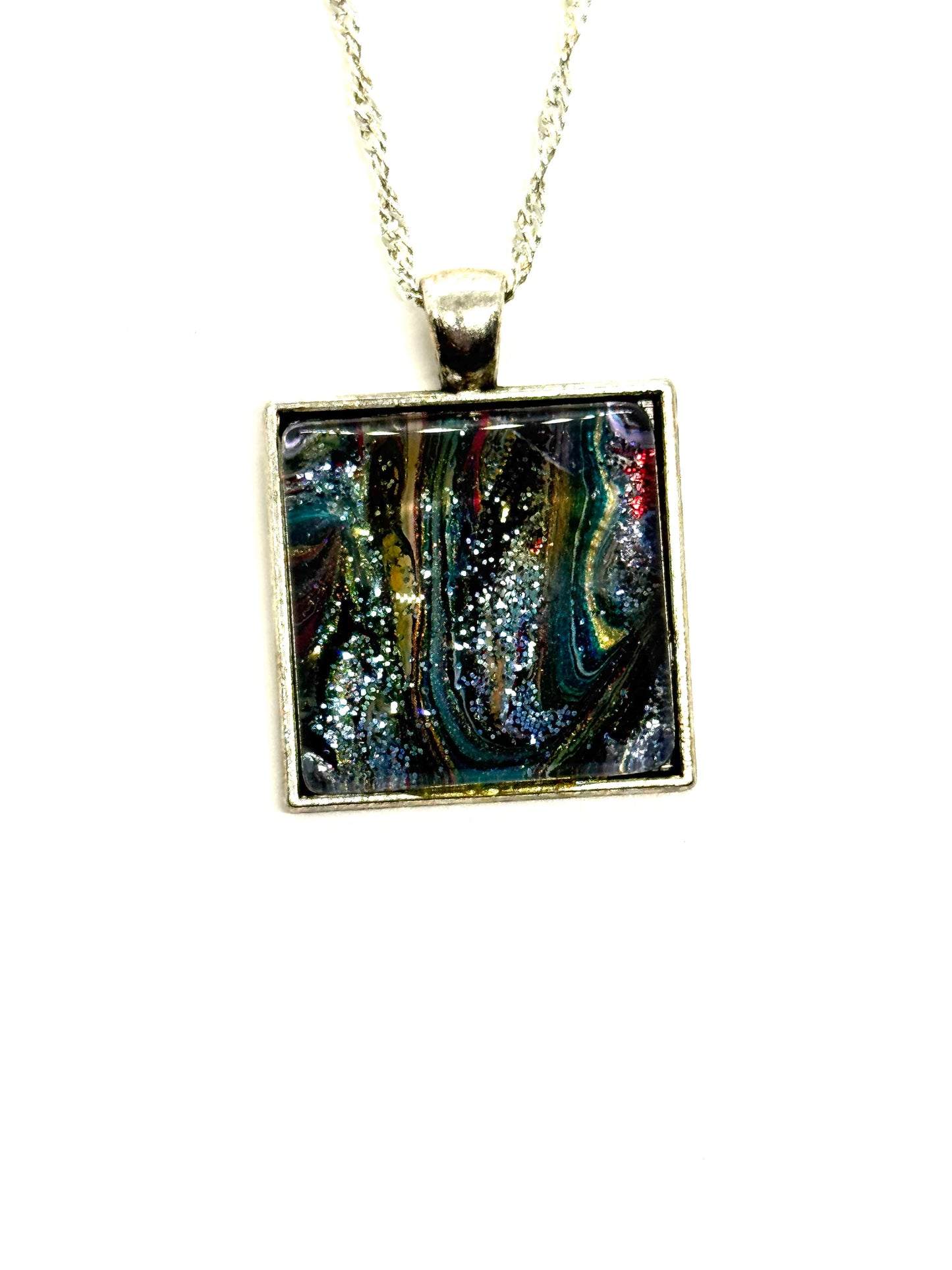 #33 Midnight Meltdown Square Pendant
