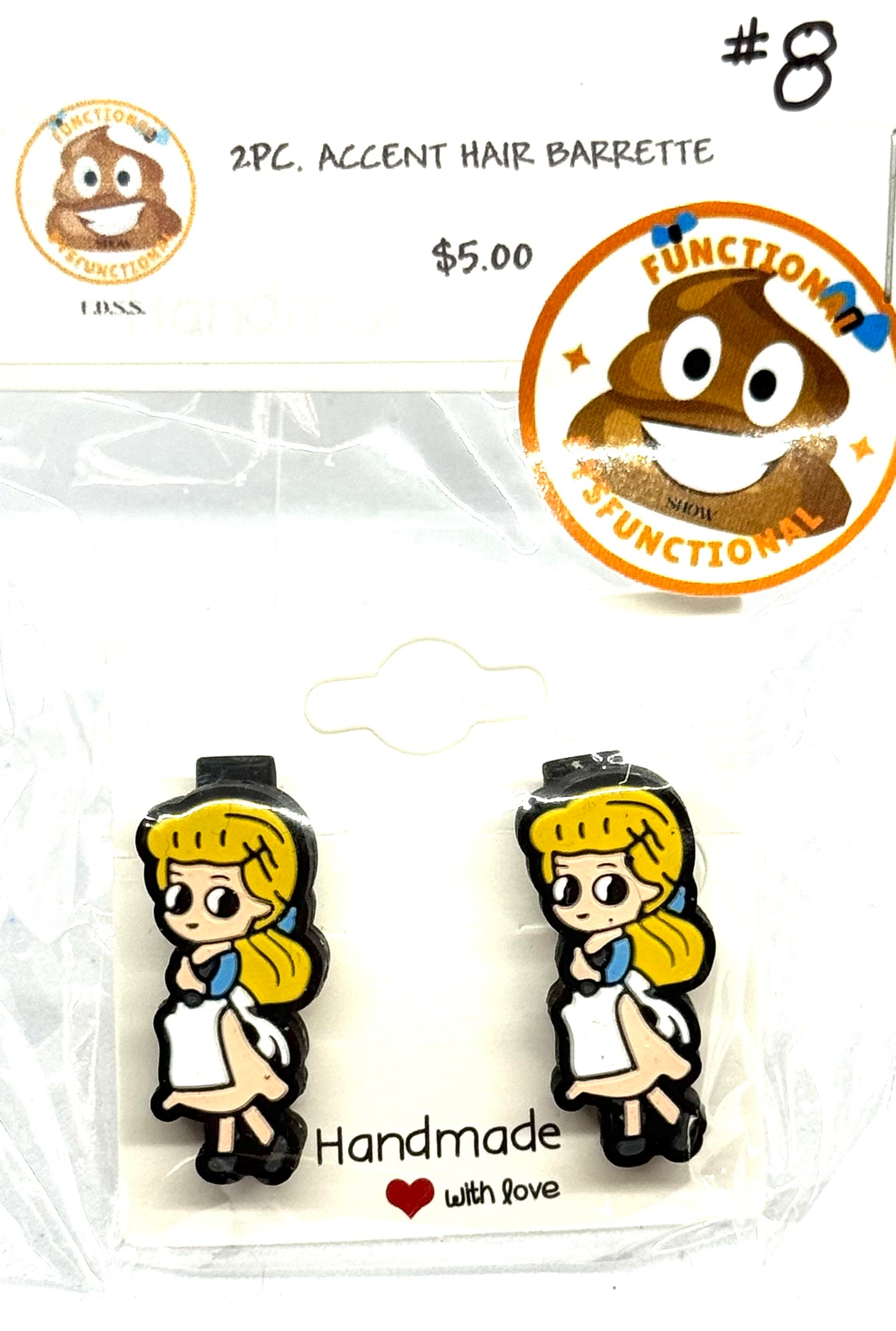 #8 Storybook Blonde Girl Barrettes – Cute Character Hair Clips (2pc Set)
