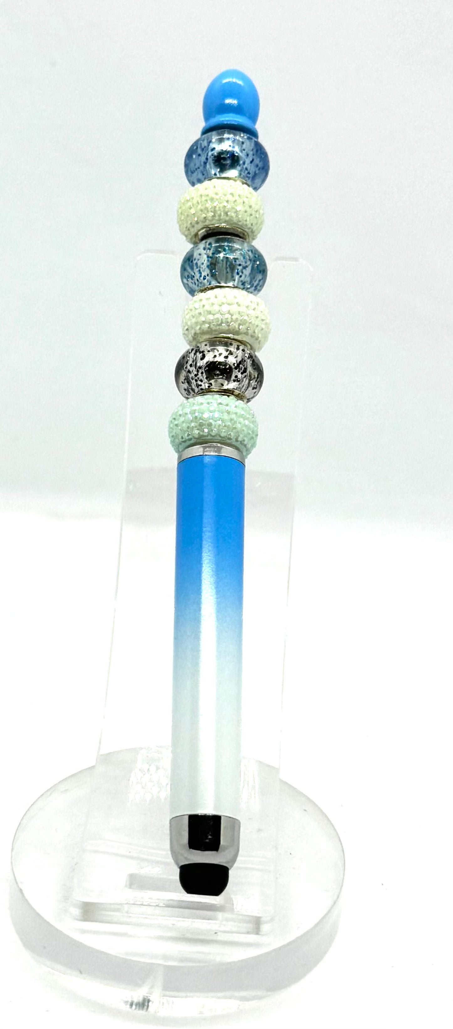 Cool, Calm & Slightly Unsupervised | Handmade Blue Frost Beaded Stylus Pen