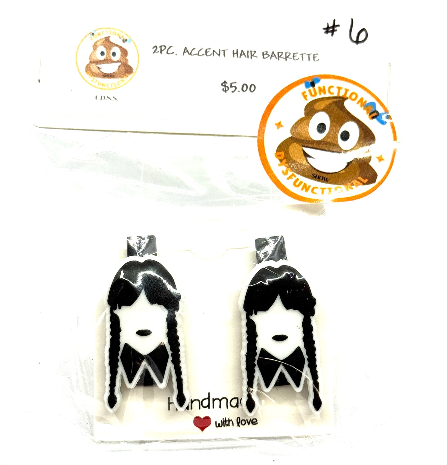 #6 Emotionally Unavailable Barrettes – Gothic Girl Character Clips (2pc Set)