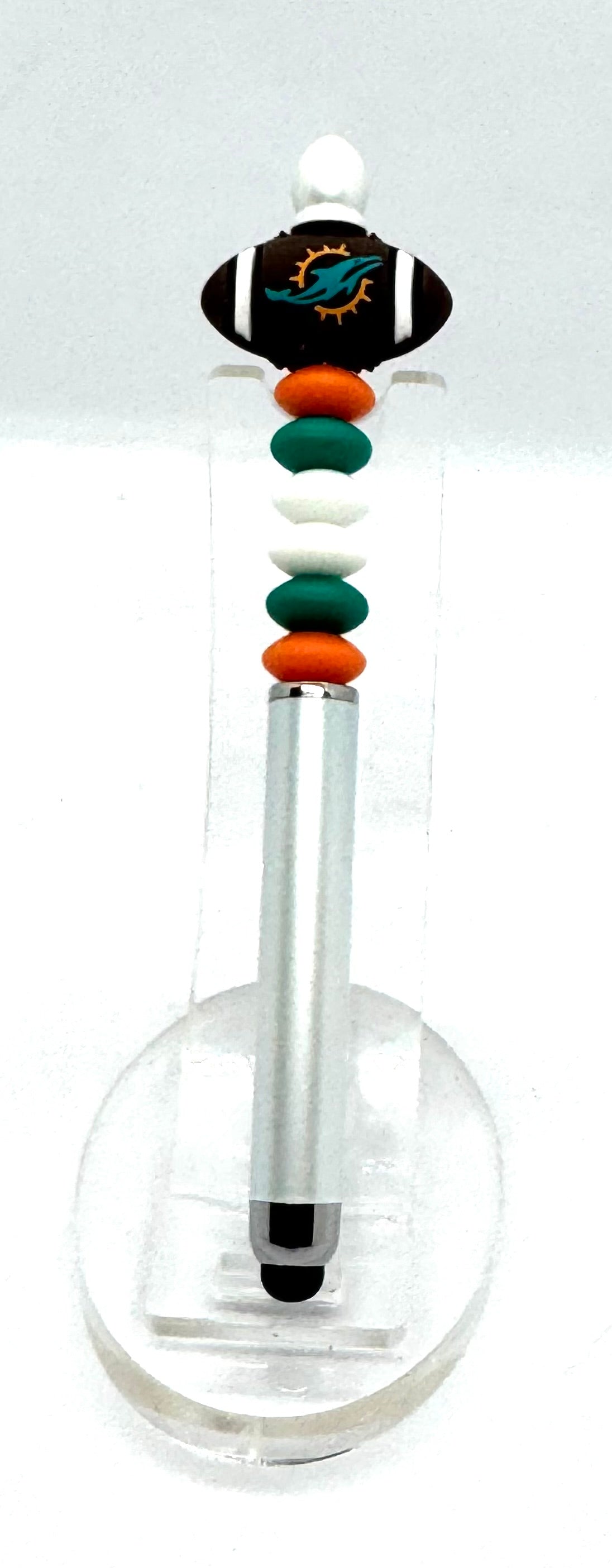 Handmade Miami Dolphins Inspired Beaded Stylus Pen | Refillable Touchscreen Pen