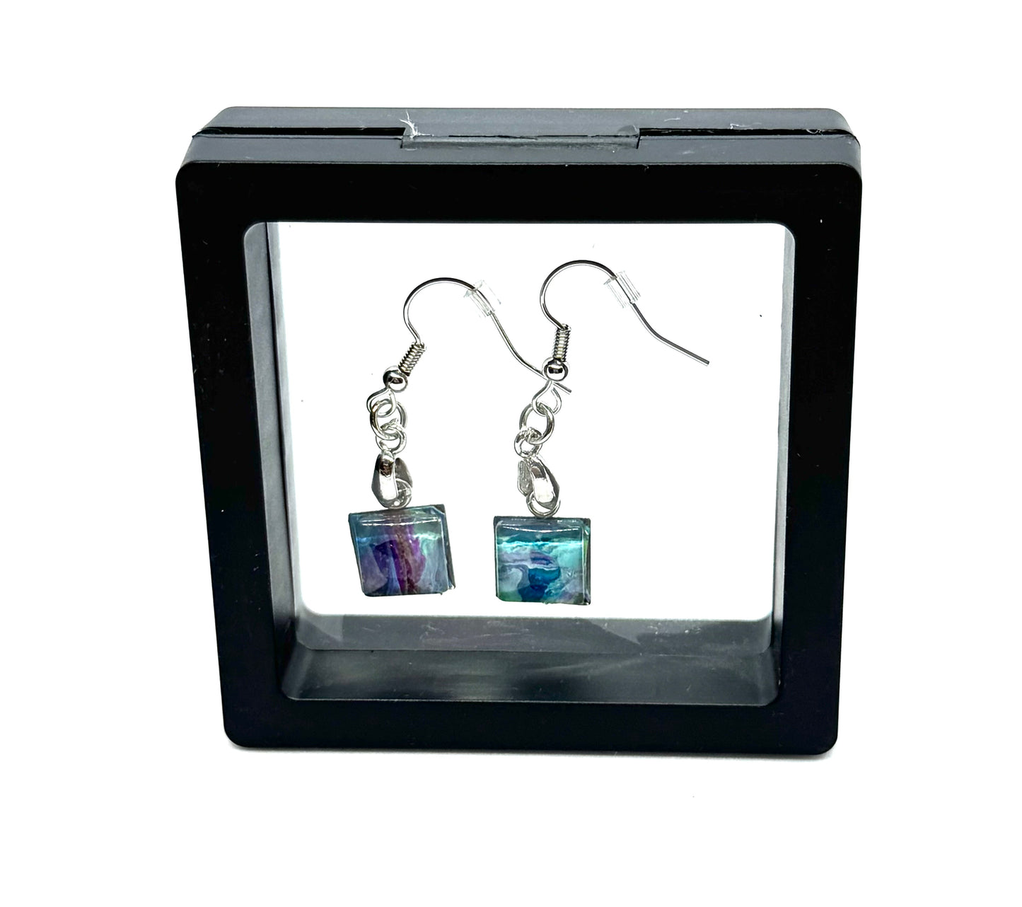 #7 Ocean Mood Swing Mini Tile Earrings – Blue & Purple Abstract Dangle Earrings