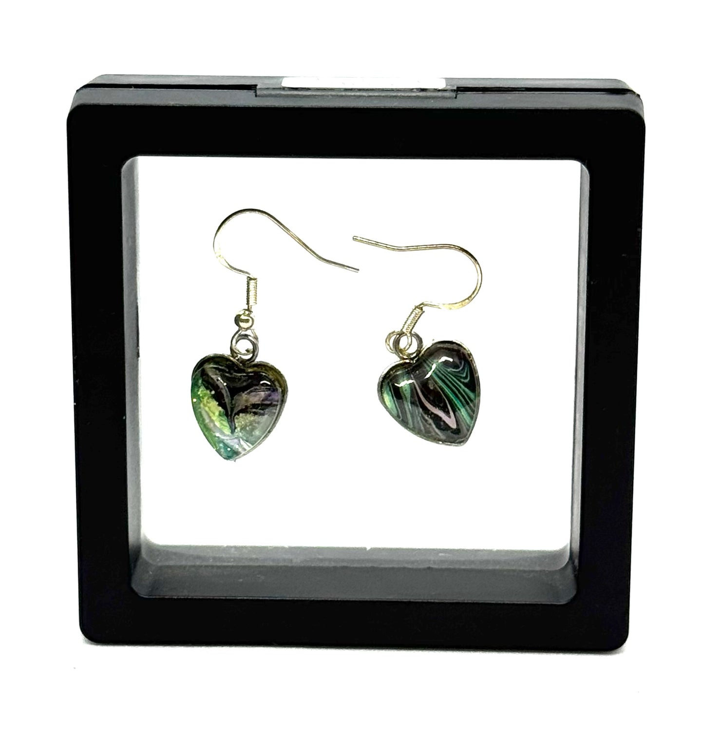 #8S Chaos Wrapped in a Heart Sterling Silver Glass Dome Earrings