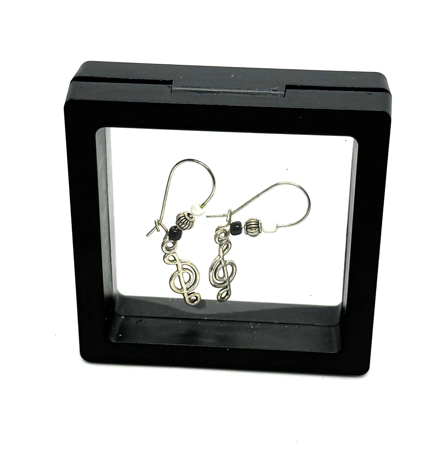 #22 Treble in Paradise Earrings – Handmade Silver Treble Clef Music Note Dangle Earrings