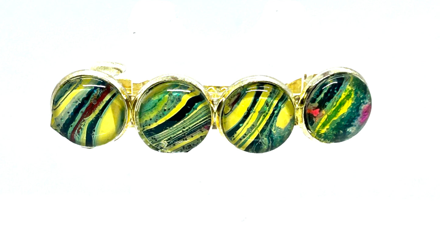 #2 Paint Pour Glass Dome Hair Barrette