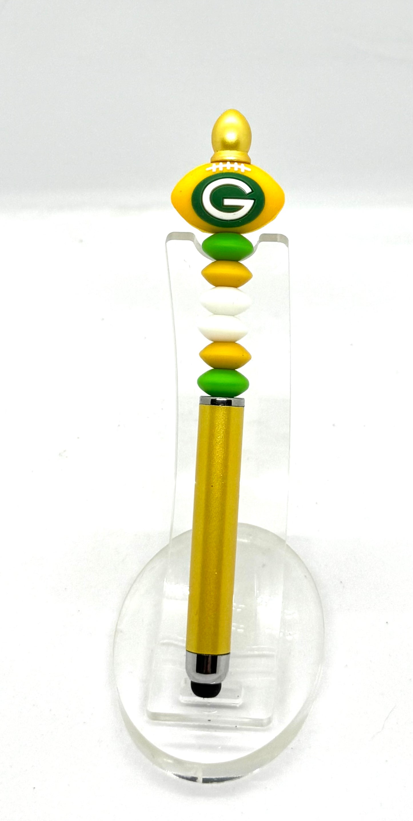 Cheesehead With a Stylus | Handmade Green Bay Packers Beaded Stylus Pen