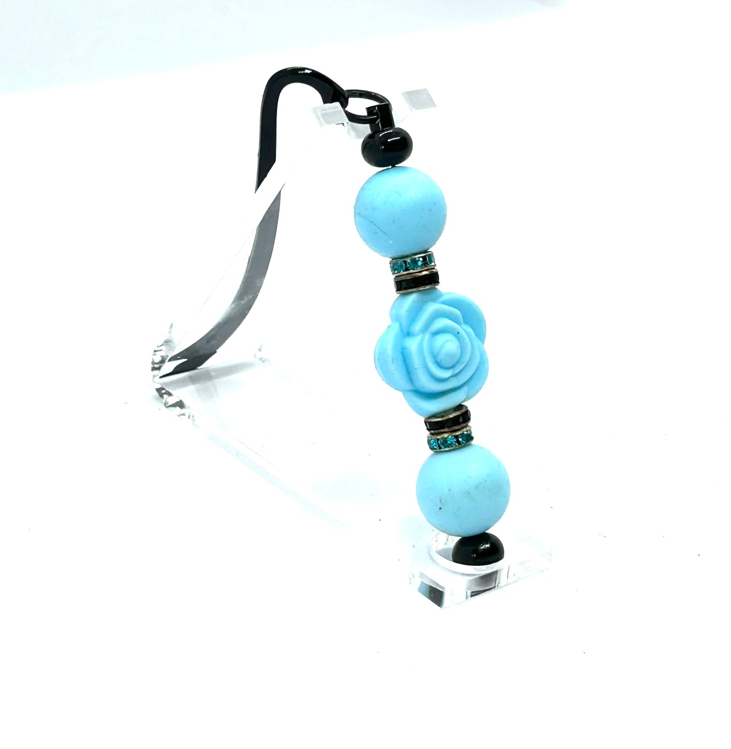 Blue Rose Metal Shepherds Hook Bookmark
