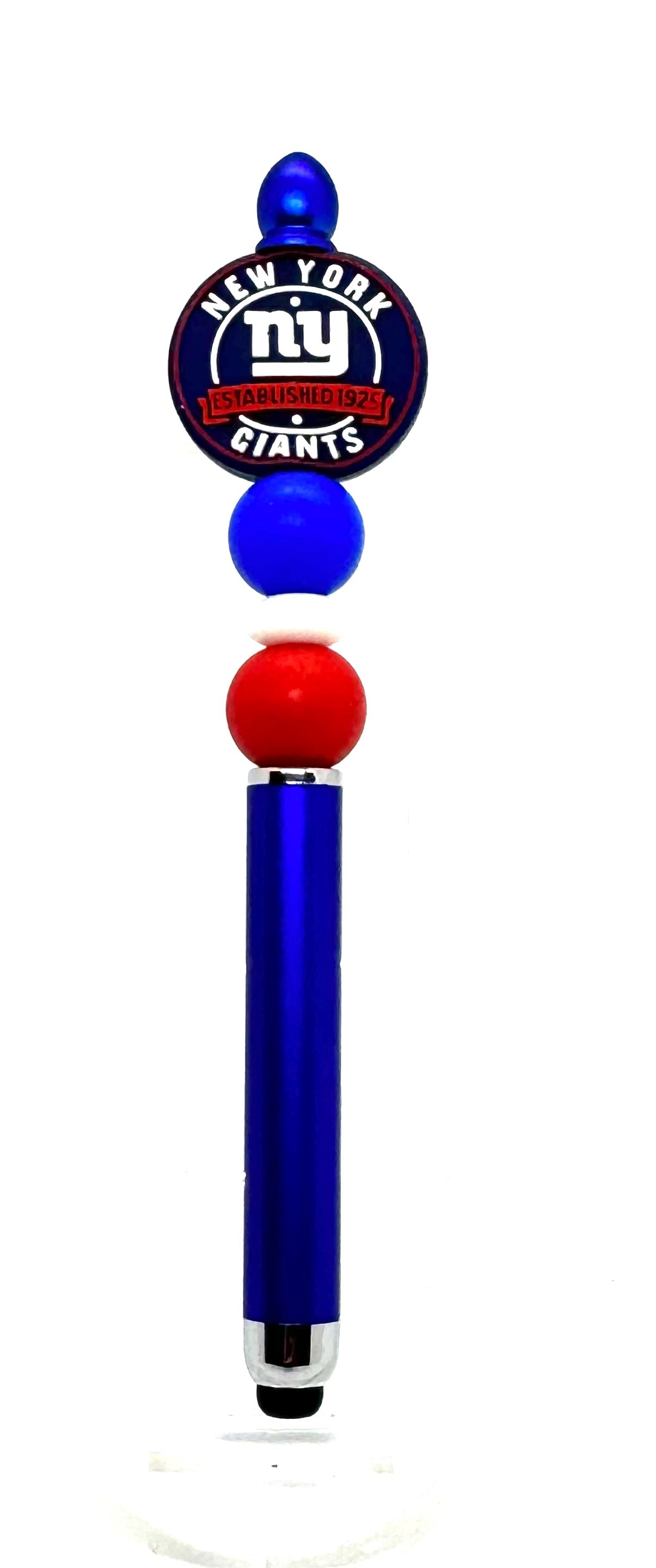 Handmade New York Giants Inspired Beaded Stylus Pen | Refillable Touchscreen Pen