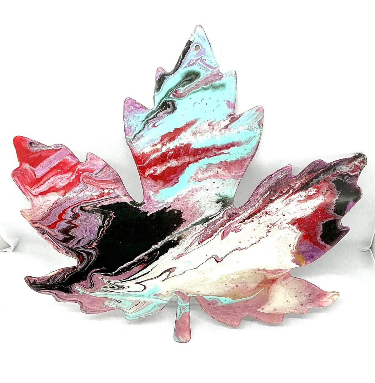 Leaf the Chaos Here | Paint-Poured Maple Leaf Wall Art