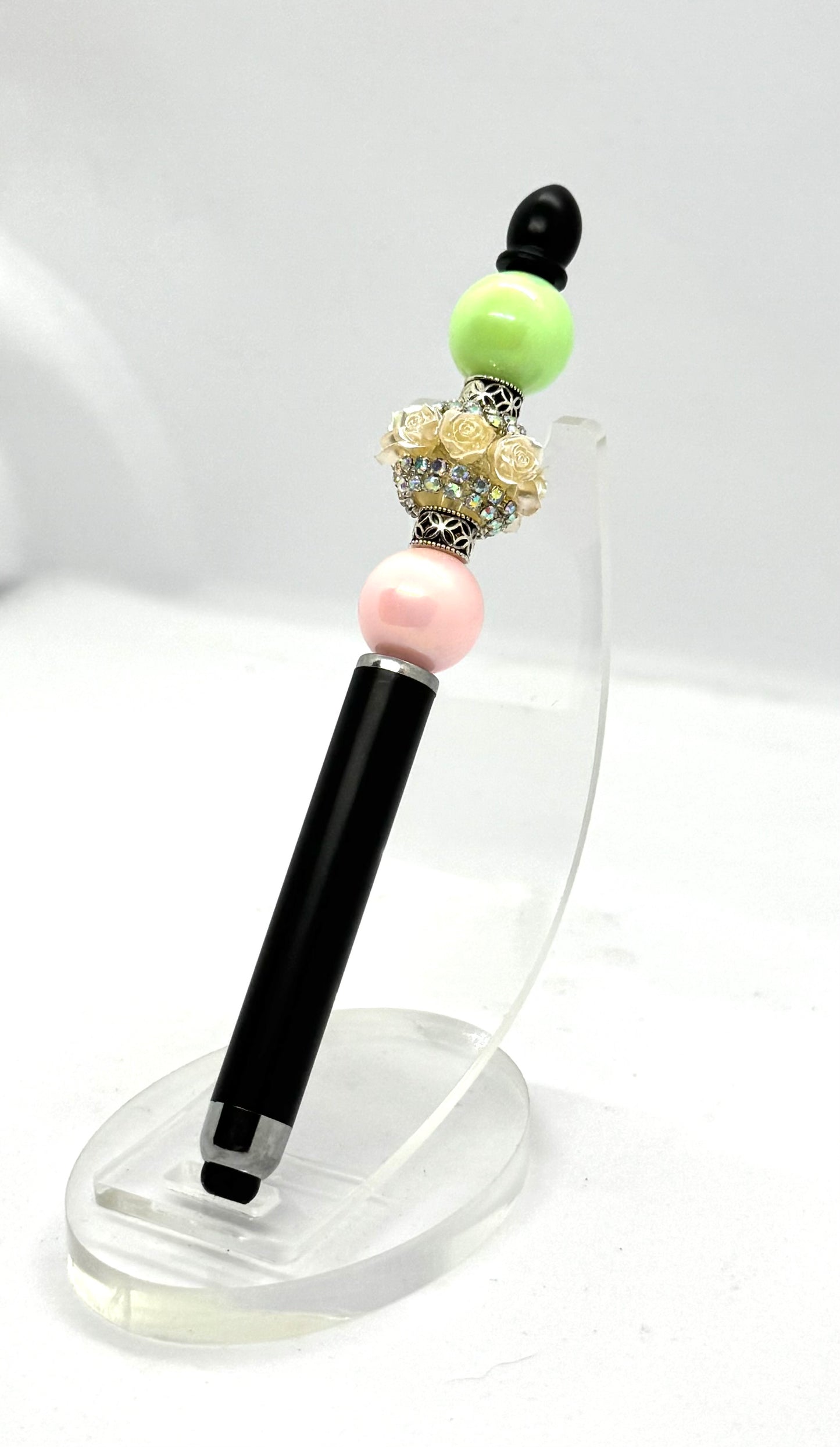 Pretty Enough to Start Drama | Handmade Floral Rhinestone Beaded Stylus Pen
