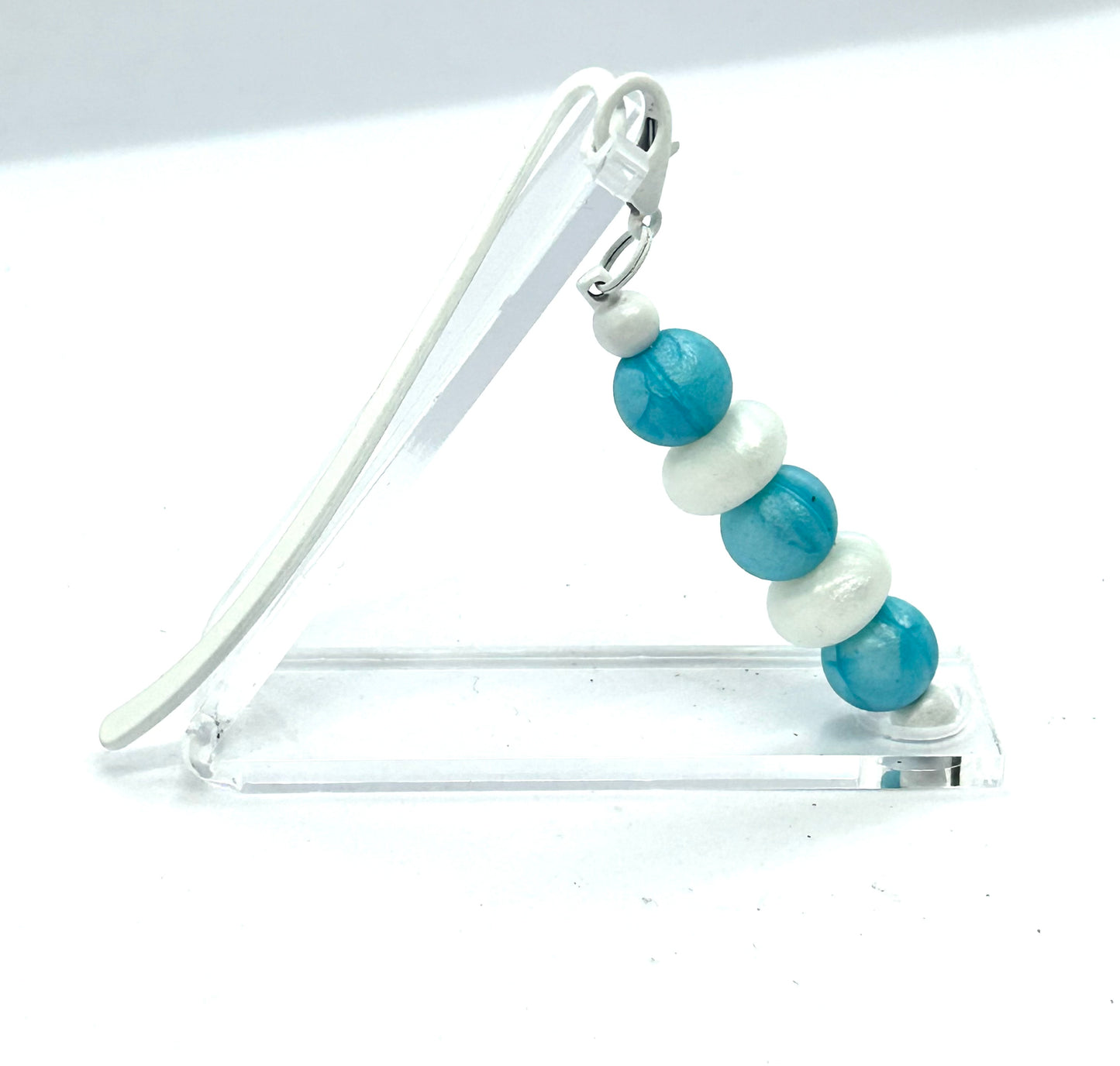 White Beaded Shepherds Hook Bookmark