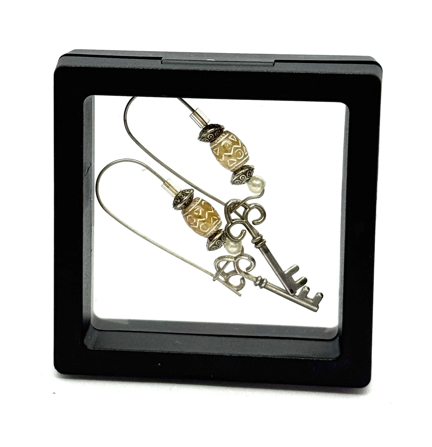 #49 Unlock My Last Nerve Skeleton Key Earrings – Vintage Key Dangle Earrings