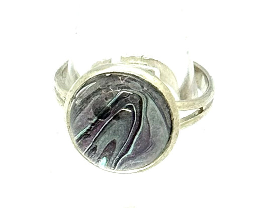 #11 Shadow Current Glass Dome Ring – Smoky Gray & Black Swirl Adjustable Ring
