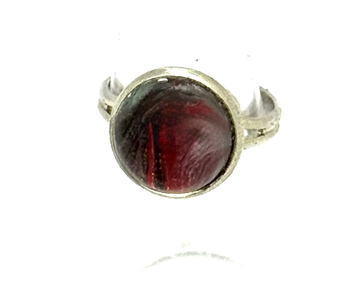 #2 Dark Desire Glass Dome Ring – Red & Black Swirl Statement Ring