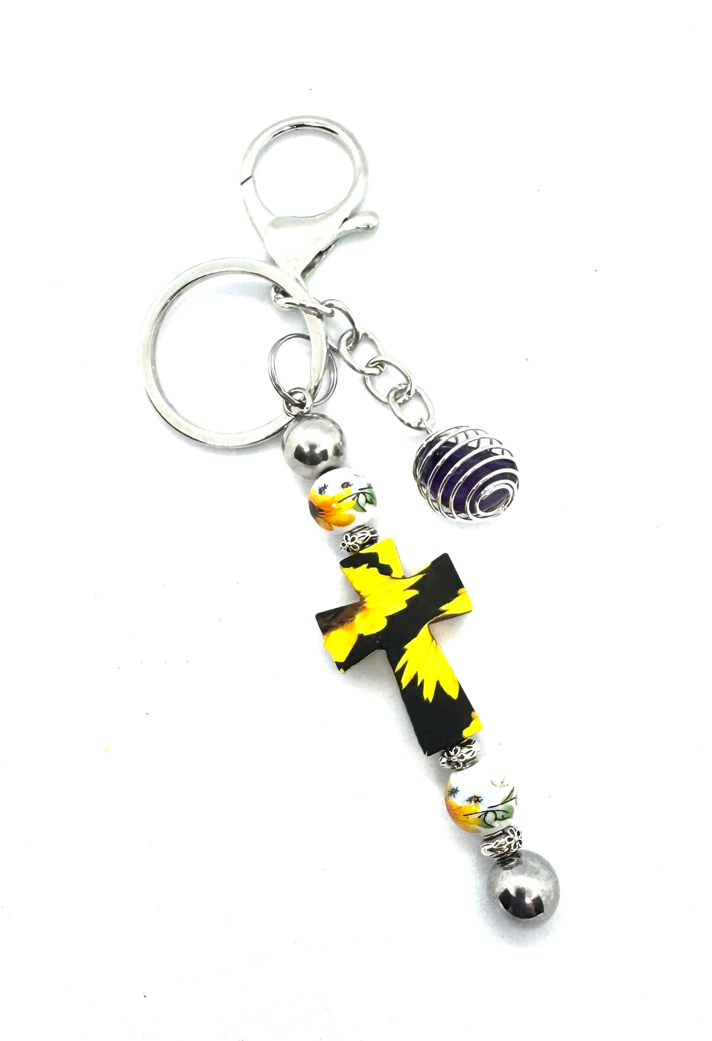 Faith Over Fear (Even When Life Is Being a Little Shit) | Handmade Sunflower Cross Keychain