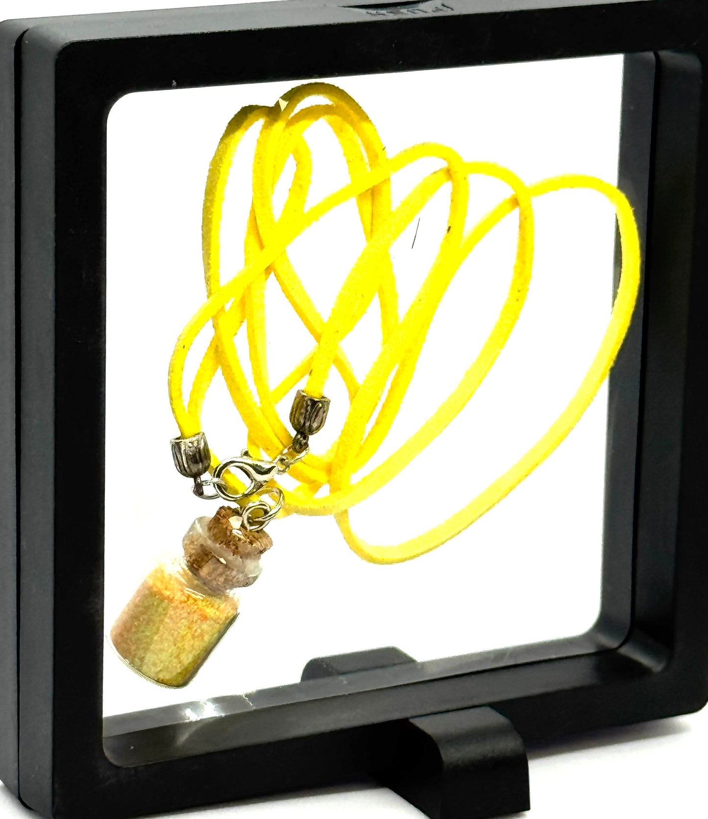 Neon Yellow Potion Necklace | 32” Leather Cord | Glass Vial Charm | Lobster Clasp | Handmade Statement Jewelry