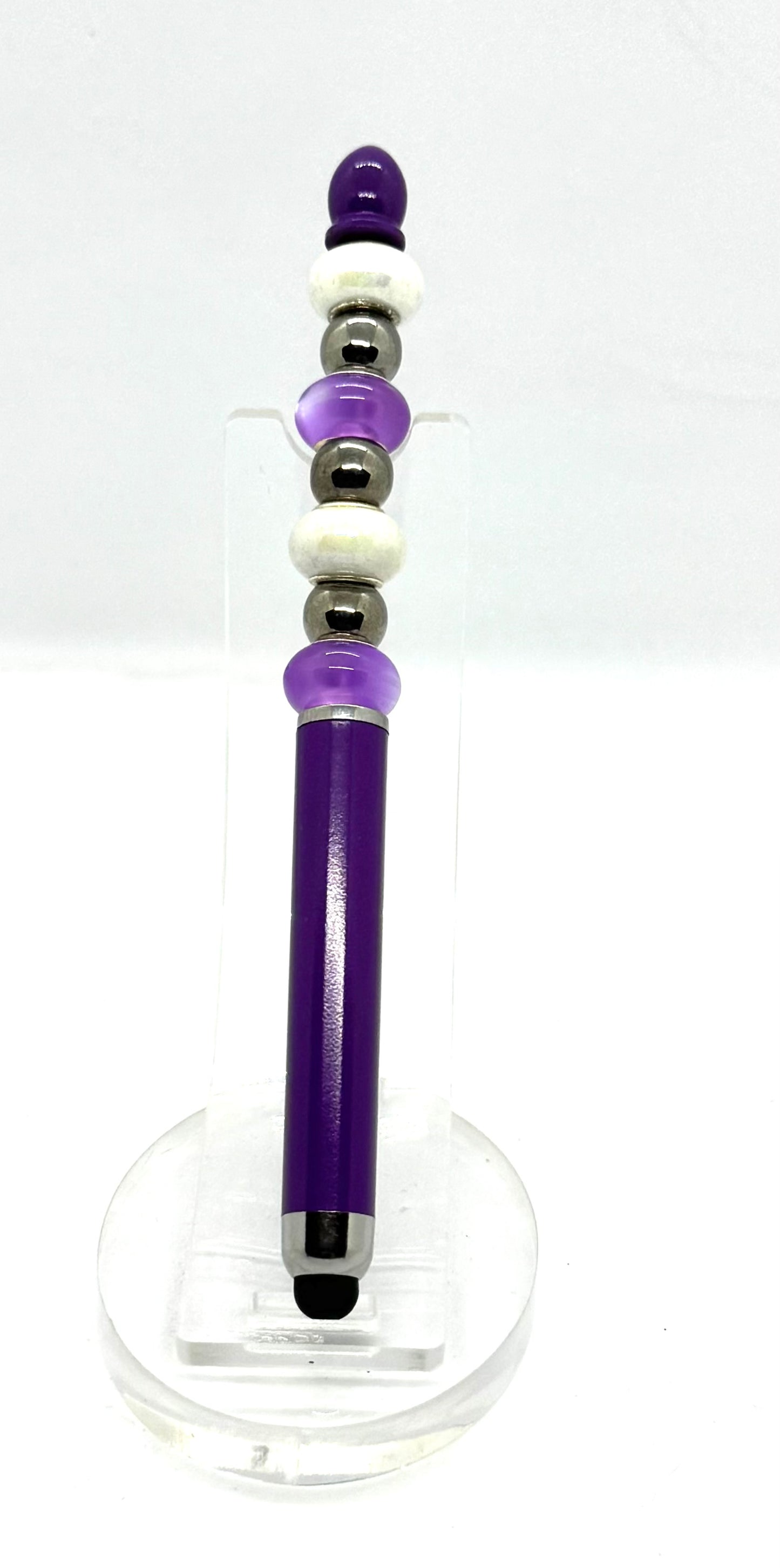 Purple Reign of Productivity | Handmade Purple Elegance Beaded Stylus Pen