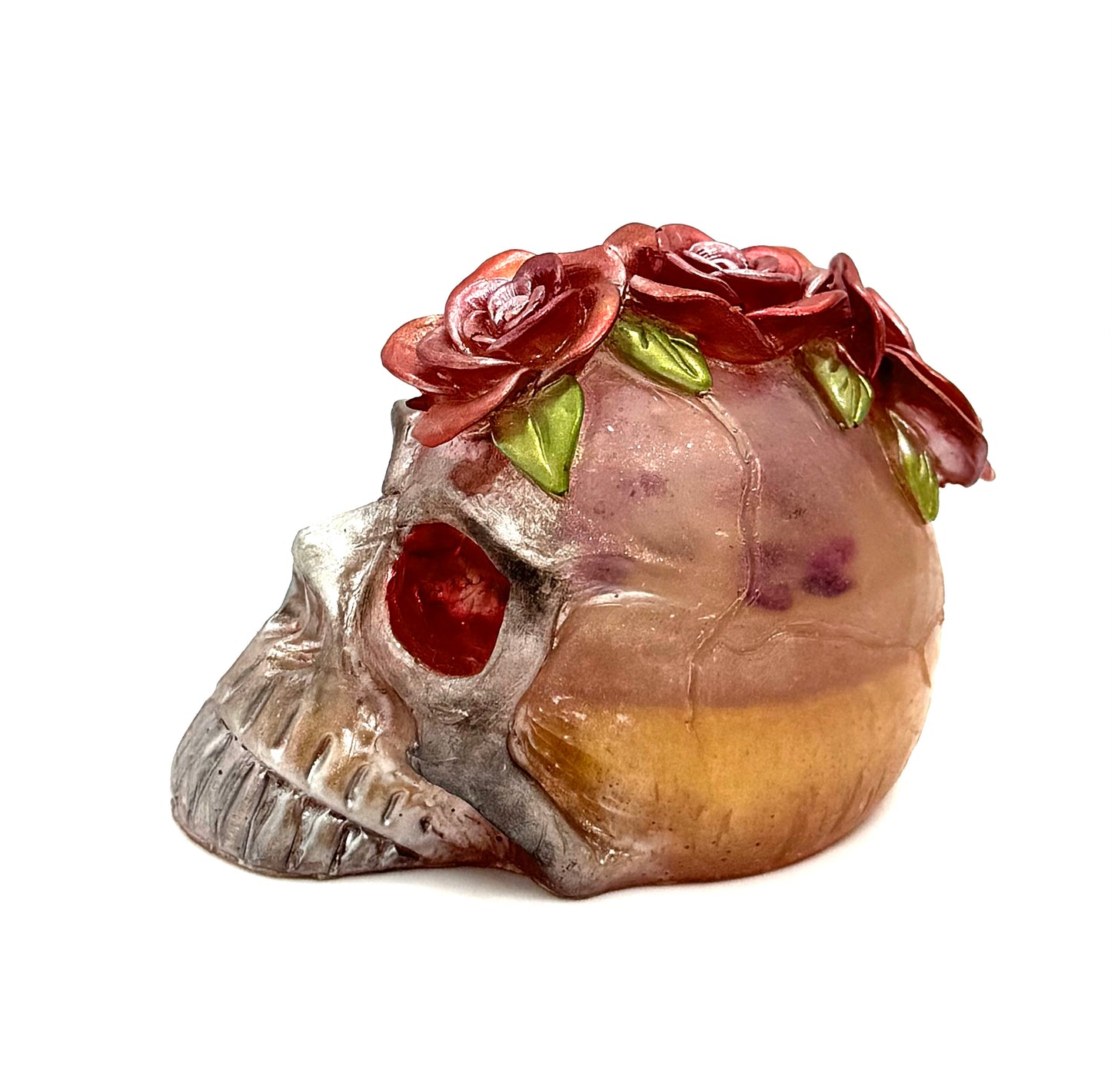 “Deadly Bloom” Rose Crown Skull — Handmade Resin Gothic Decor | Romantic Horror Skull | FDSS One-of-a-Kind Art