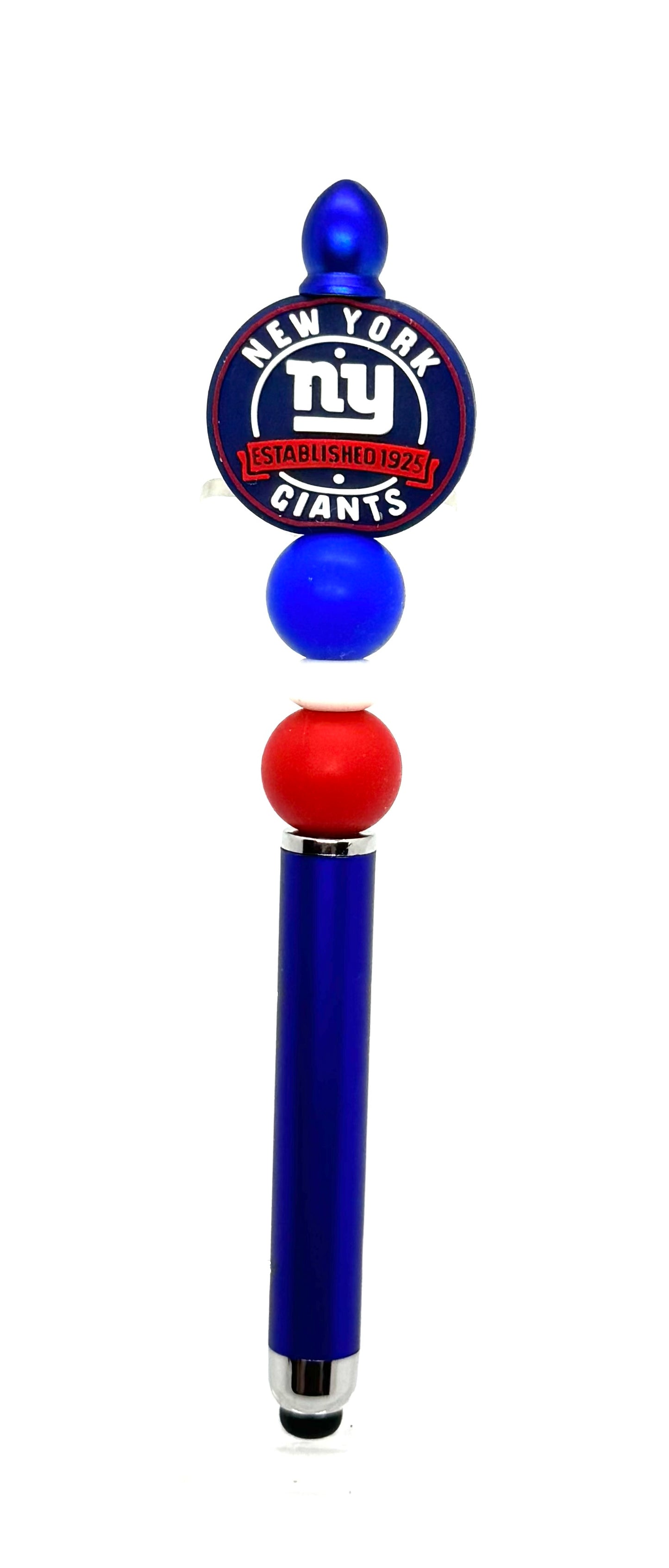 Handmade New York Giants Inspired Beaded Stylus Pen | Refillable Touchscreen Pen