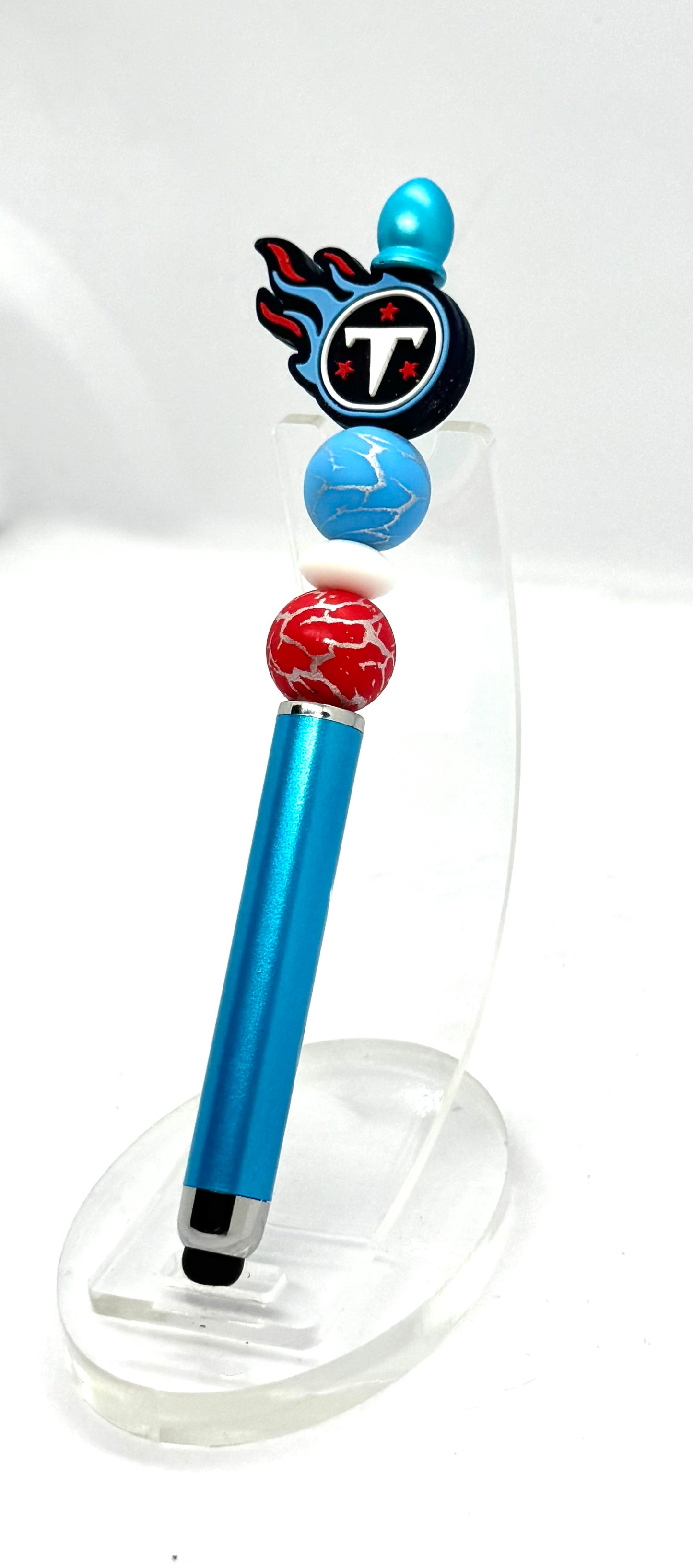 Handmade Tennessee Titans Inspired Beaded Stylus Pen | Refillable Touchscreen Pen