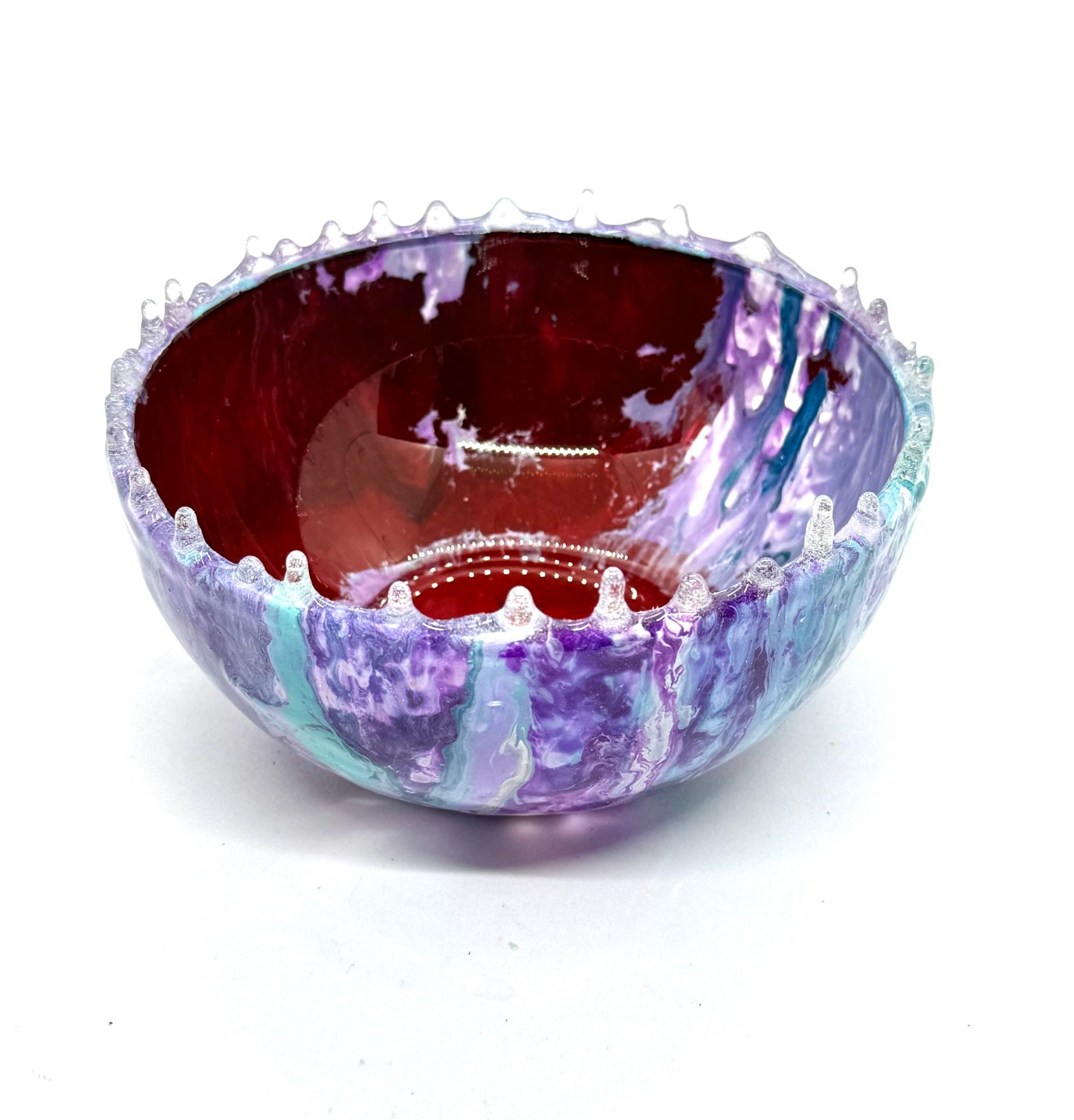 Cosmic Chaos Resin Bowl (Purple + Teal Drip Rim Edition)