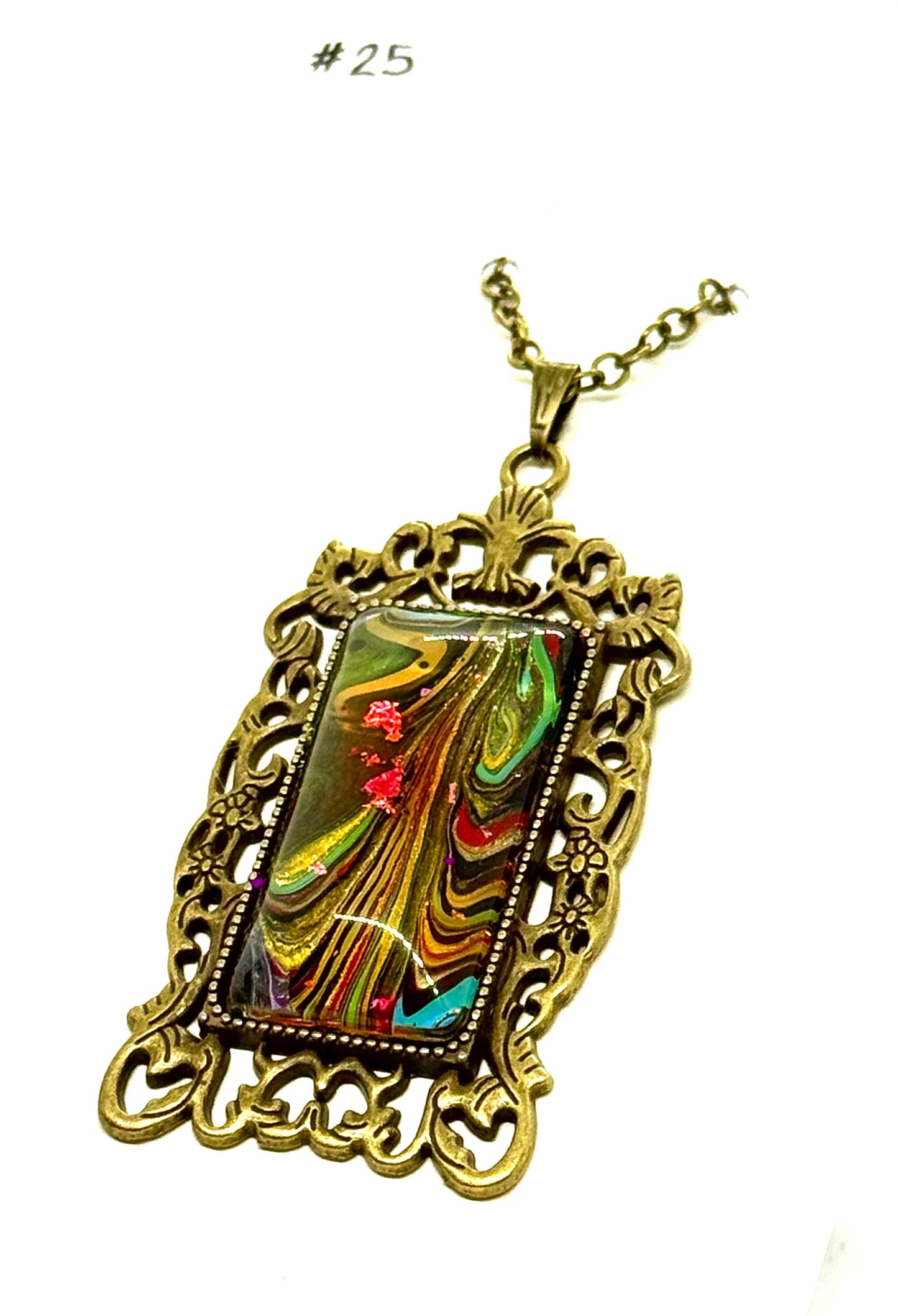 #25 Baroque Breakdown – Multicolor Chaos Paint Pour Statement Necklace | FDSS Original