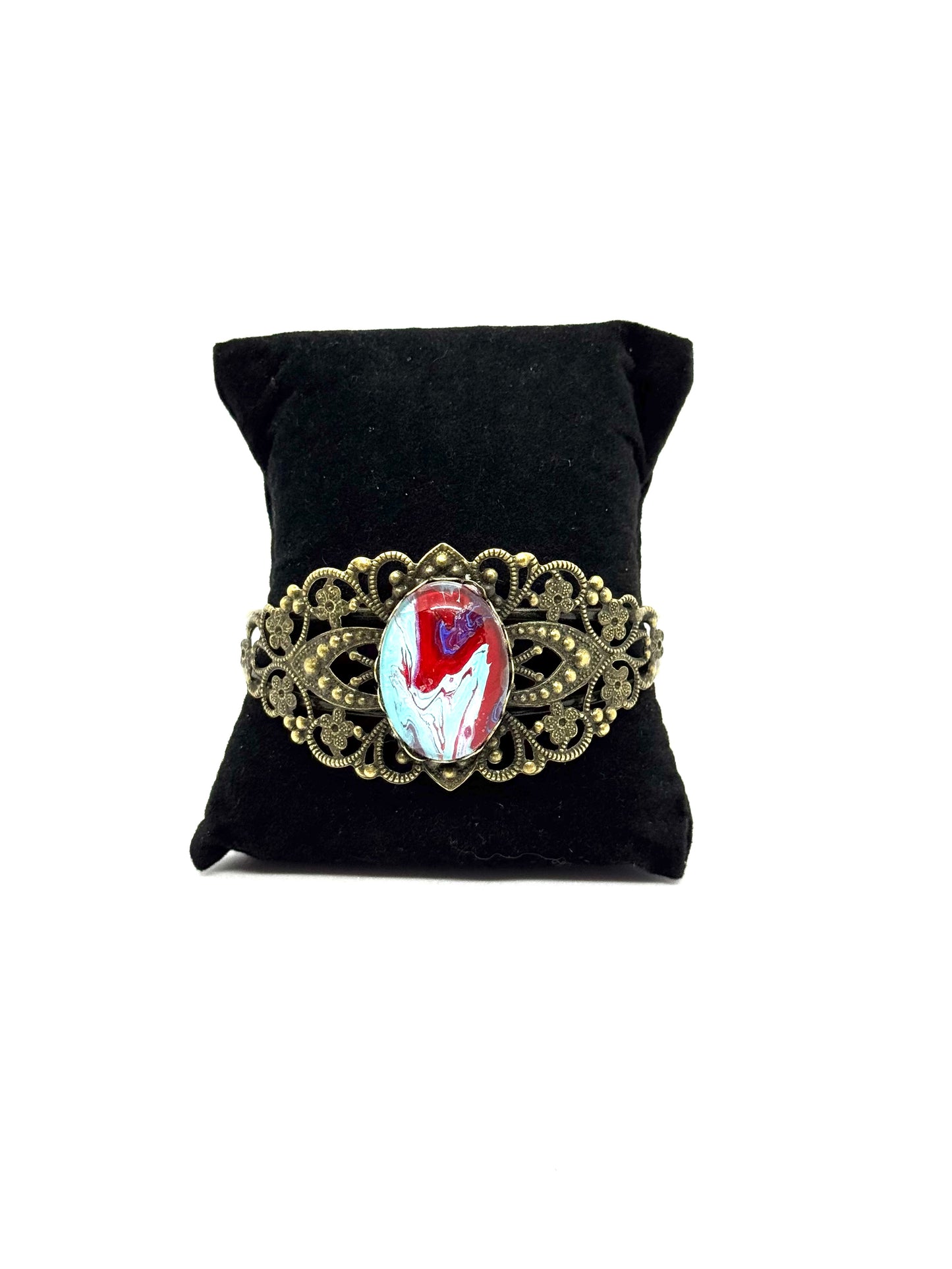 #4 “Red Flag Energy Filigree Cuff – Loud, Bold, and Not Your Problem”