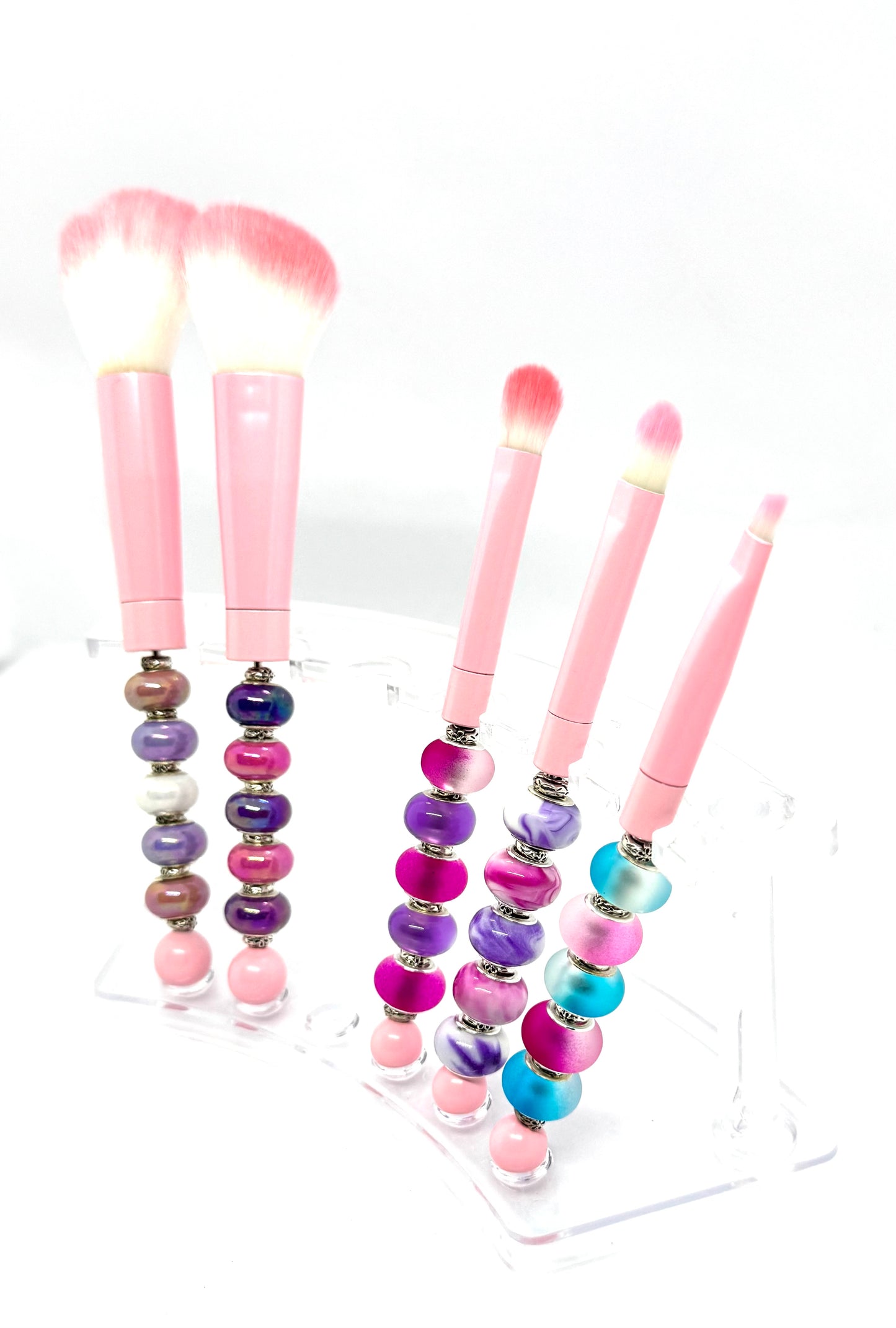 The Pink Perfectionist™ Handmade Beaded Makeup Brush Set – 5 Piece Glam Collection