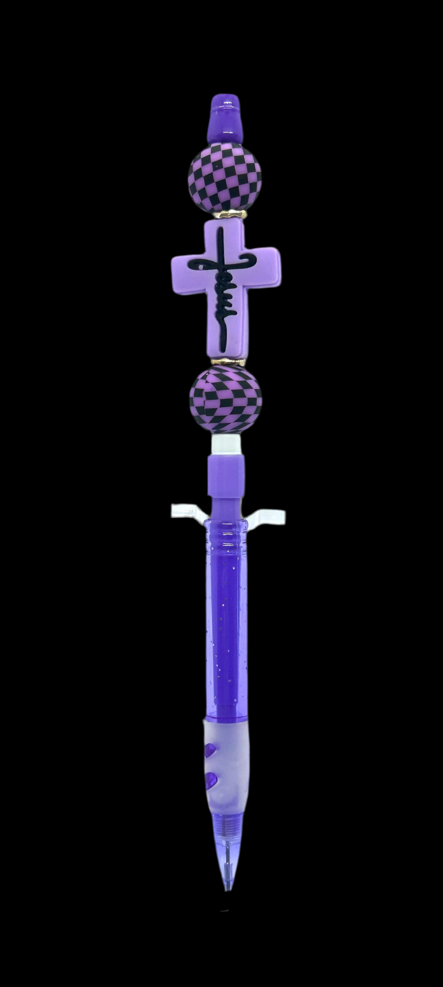 Purple Cross Beaded Mechanical Pencil