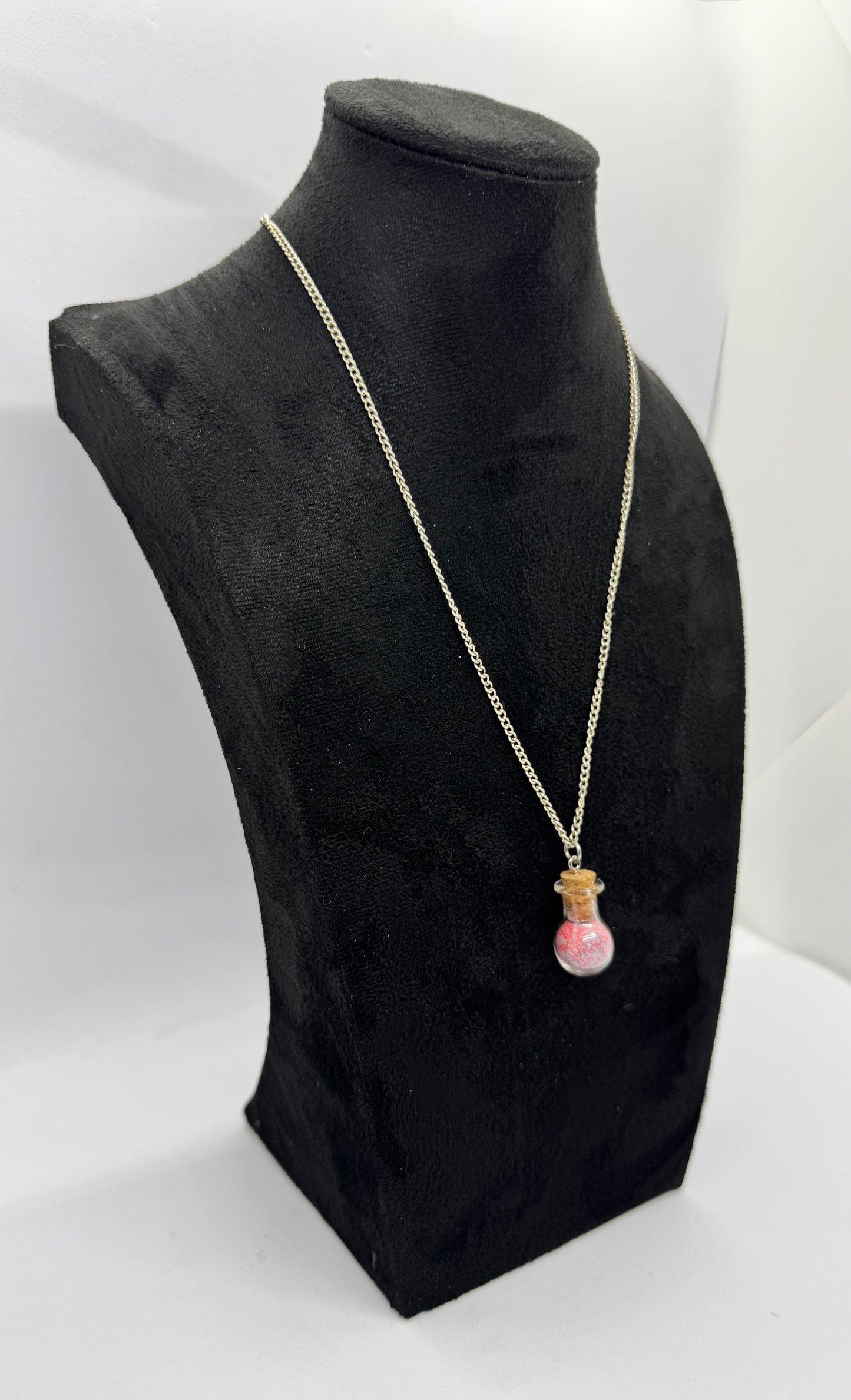 #8G “Strawberry Static Potion Bottle Necklace – Sweet, Cute, Slightly Unstable”