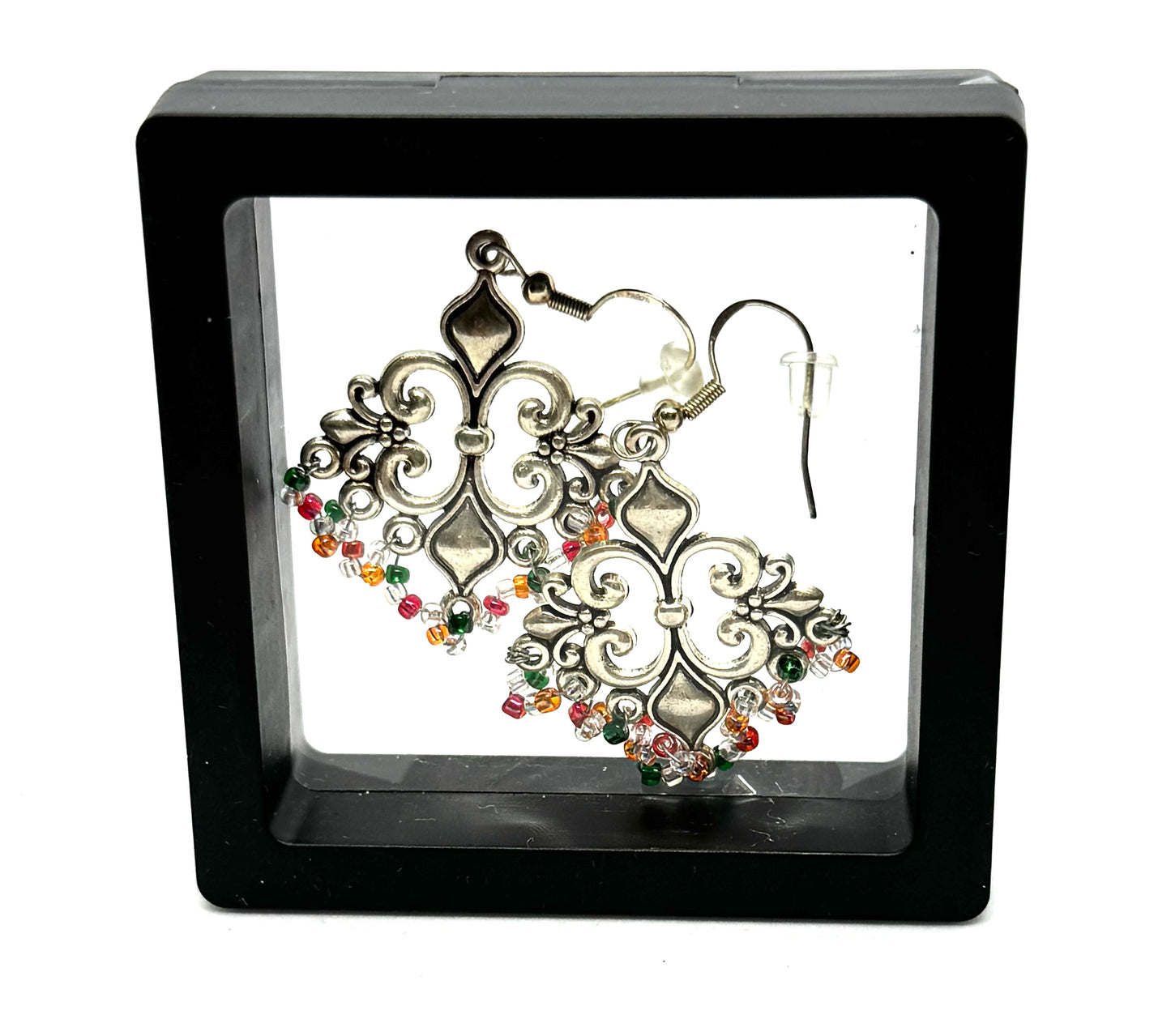 #1 Royal Chaos Chandelier Earrings – Antique Silver with Beaded Attitude