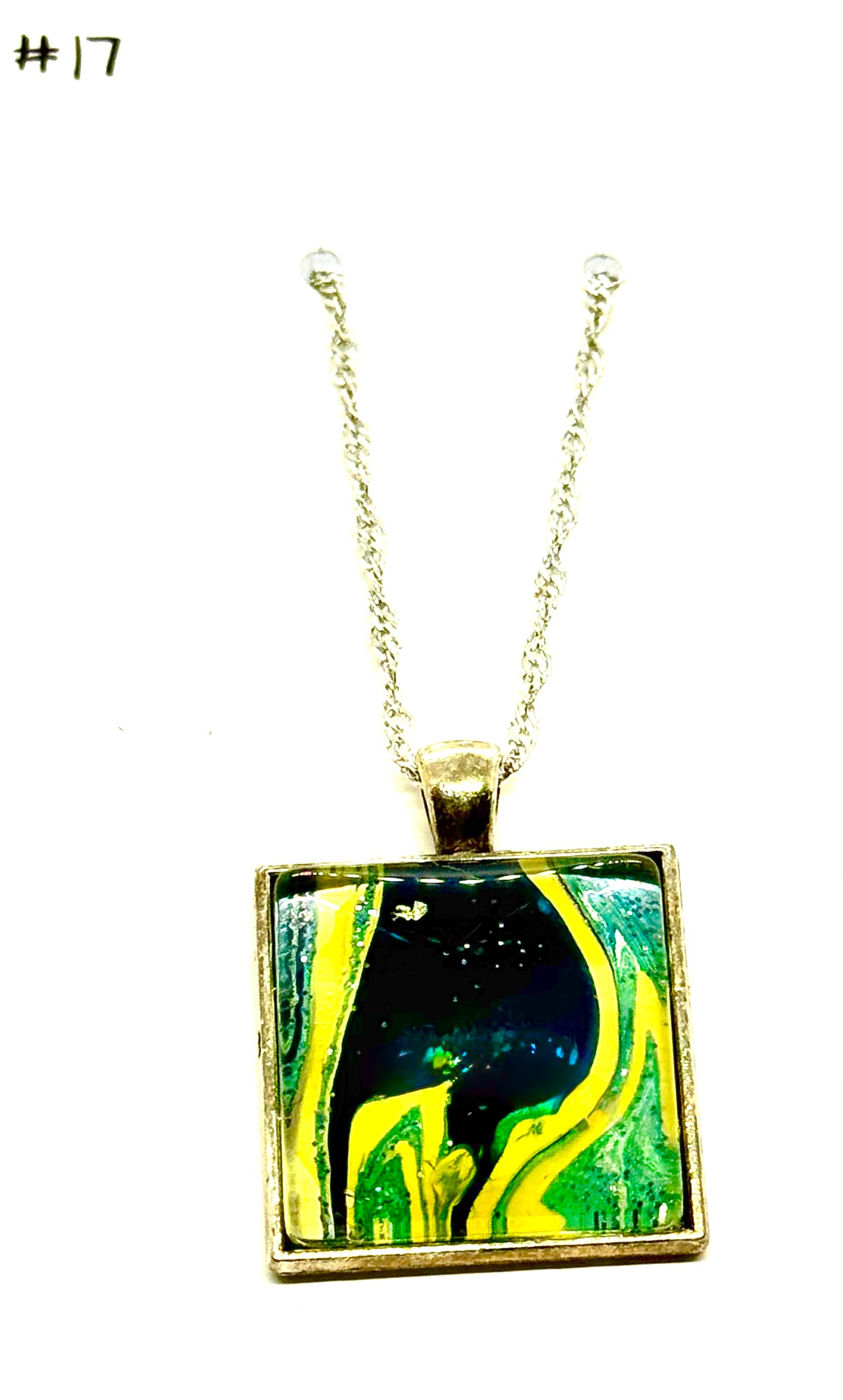#17 Electric Melt Square Pendant Necklace – FDSS Original Resin Art Jewelry