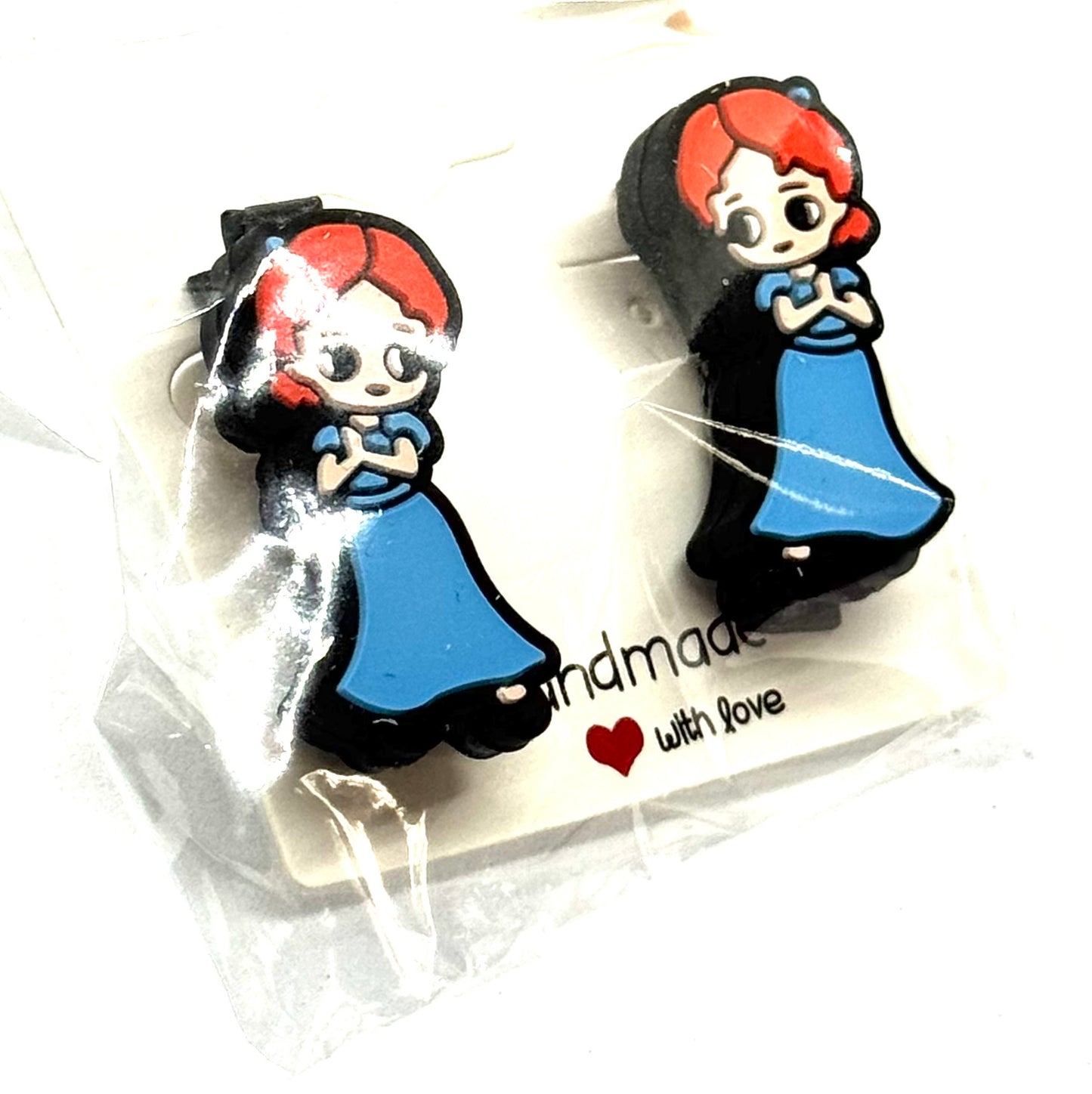 #7 Curious Chaos Redhead Barrettes – Blue Dress Character Clips (2pc Set)