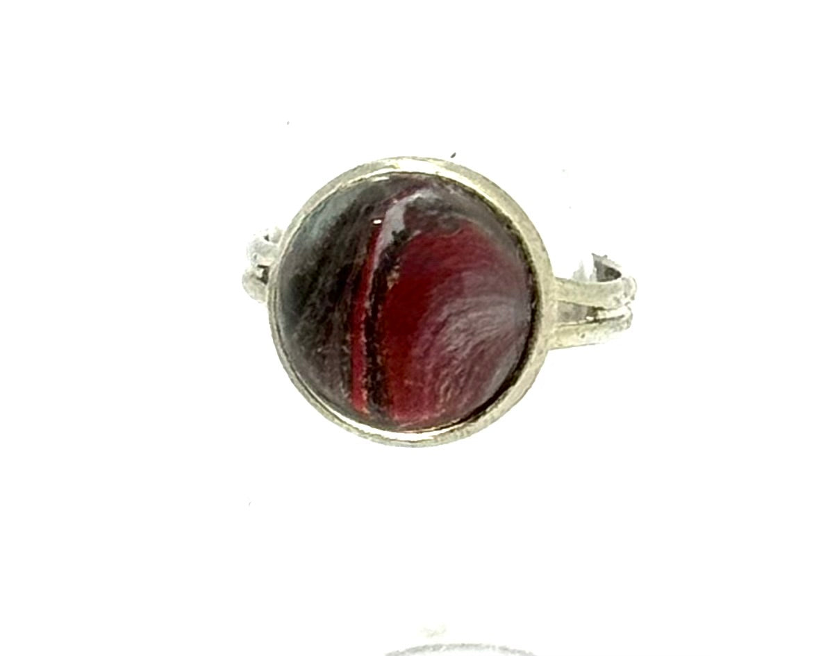 #2 Dark Desire Glass Dome Ring – Red & Black Swirl Statement Ring