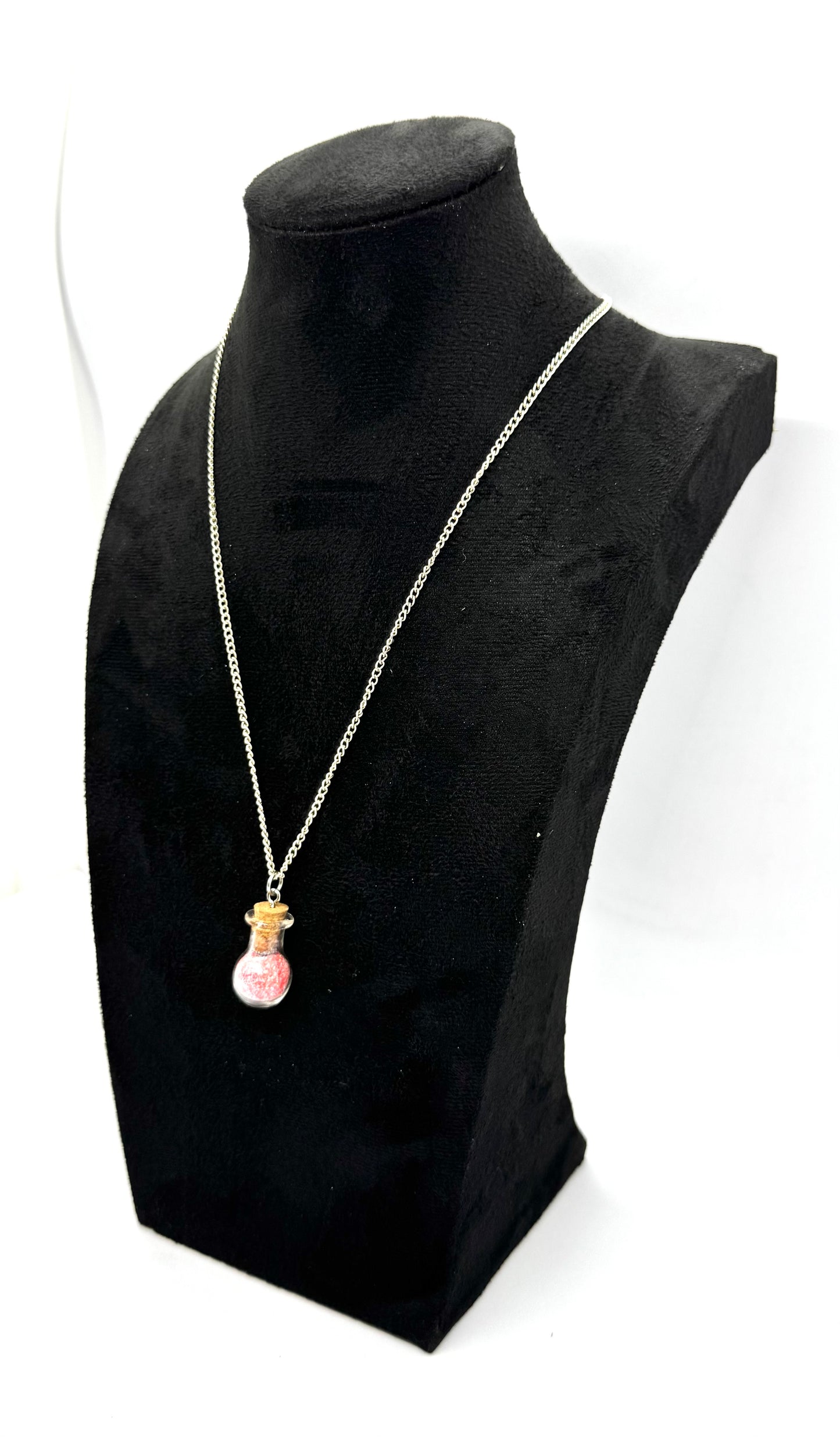 #8G “Strawberry Static Potion Bottle Necklace – Sweet, Cute, Slightly Unstable”