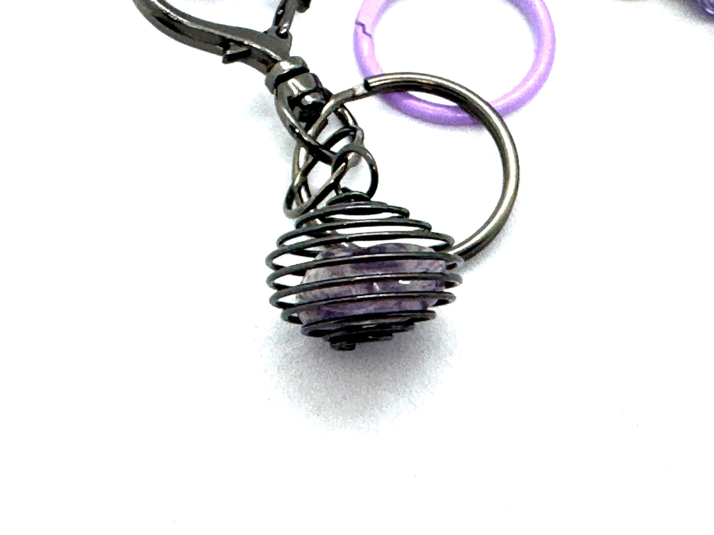 FDSS “Football Season Is My Personality” Football Mom Handmade Beaded Keychain with Purple Crystal Cage Charm