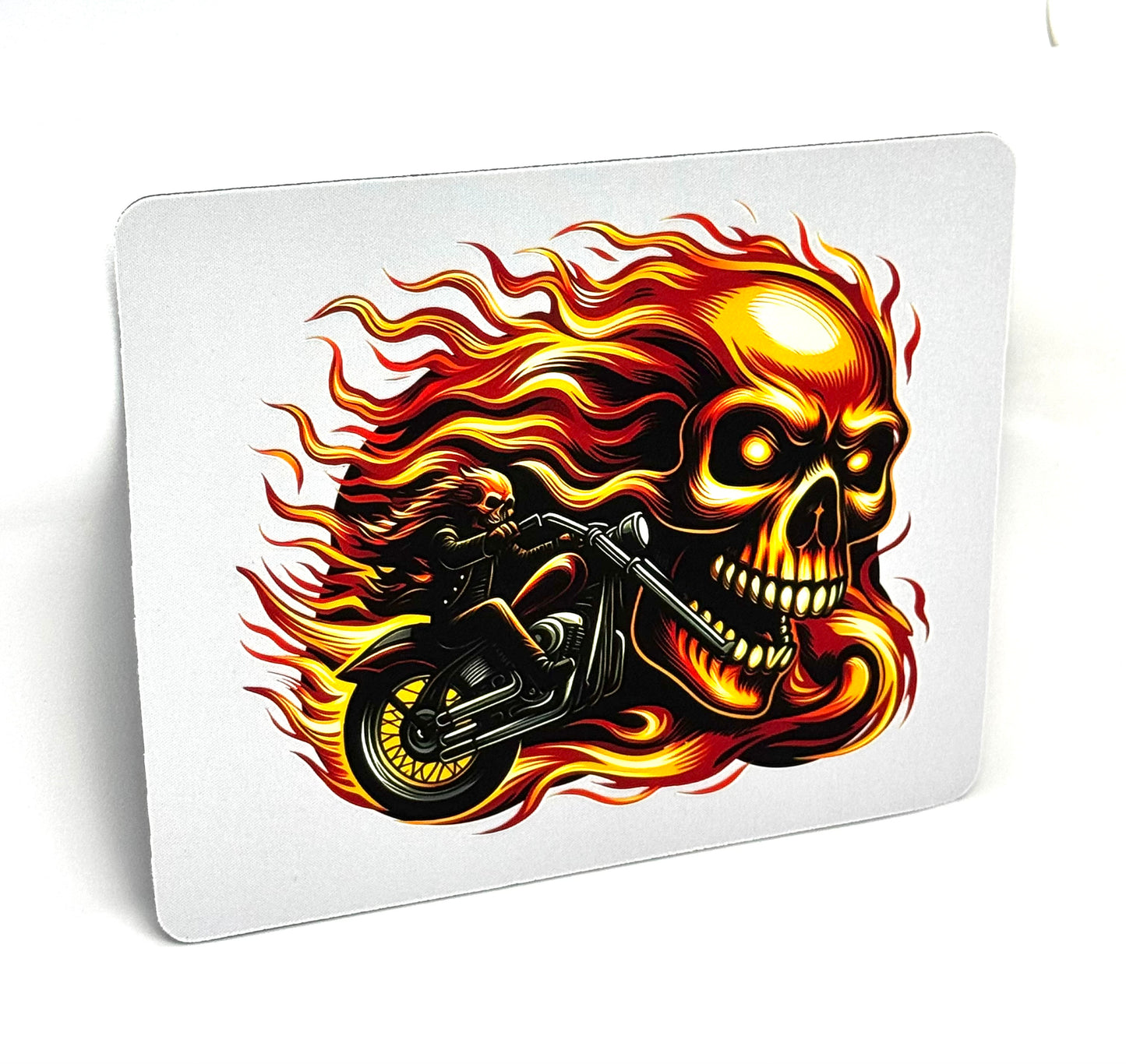 “Commitment Issues” Flaming Skull Mouse Pad – Chaos Rider Edition | Gothic Desk Aesthetic | FDSS